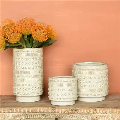 Peru Ceramic Cachepot, small, white