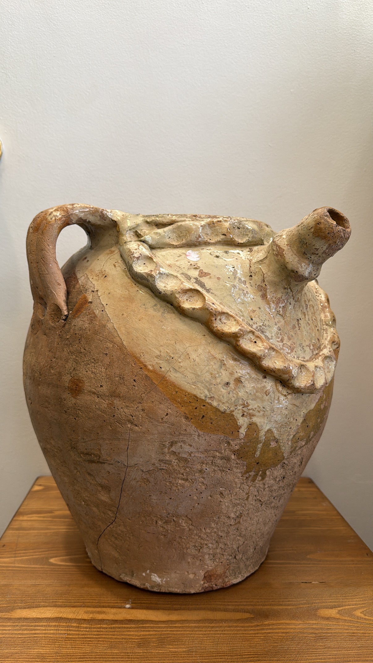 Antique French Oil Bottle with Spout and Handles