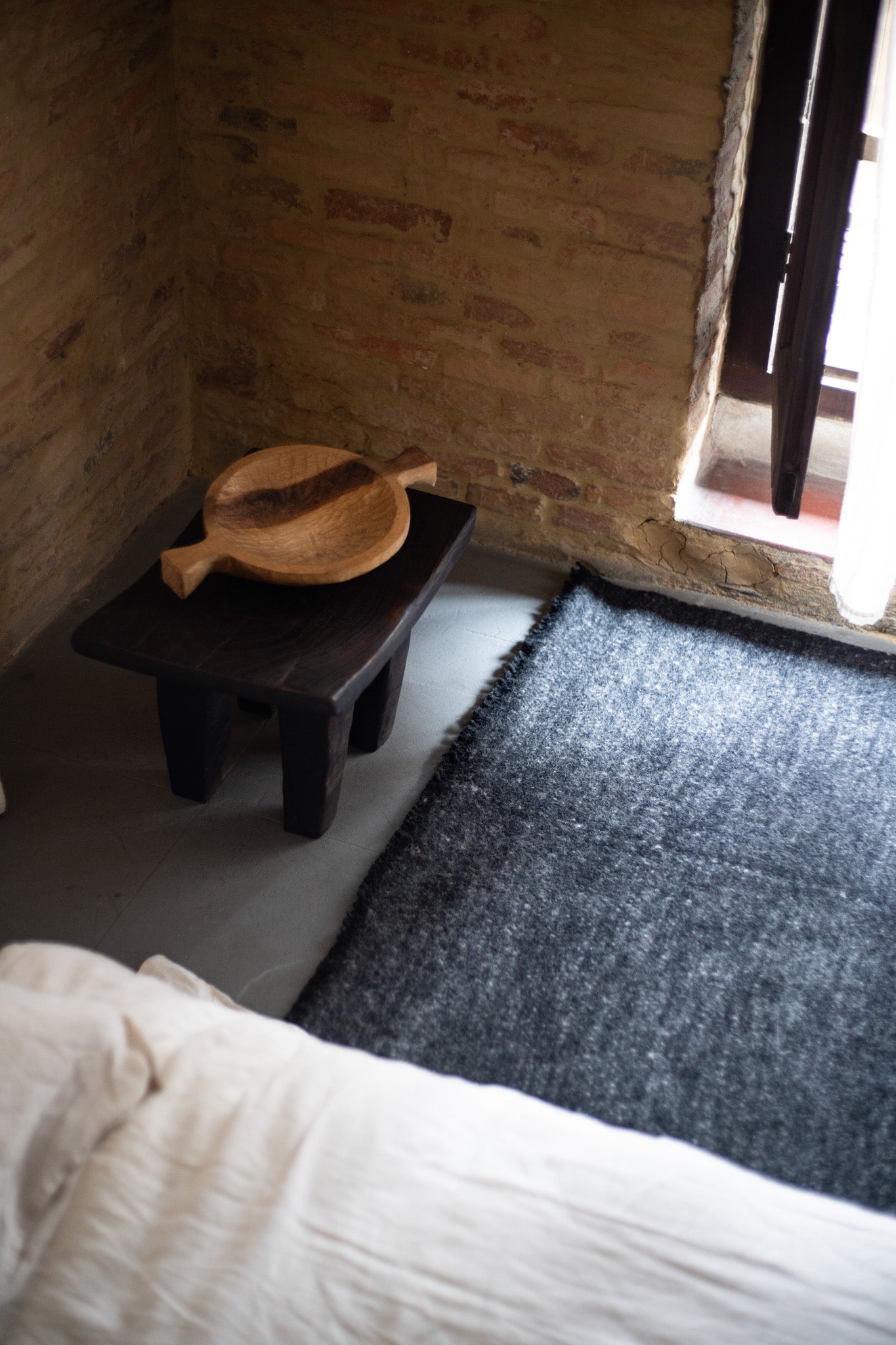 Kala Ratri Black& Beige Wool Runner 2'6" x 10'