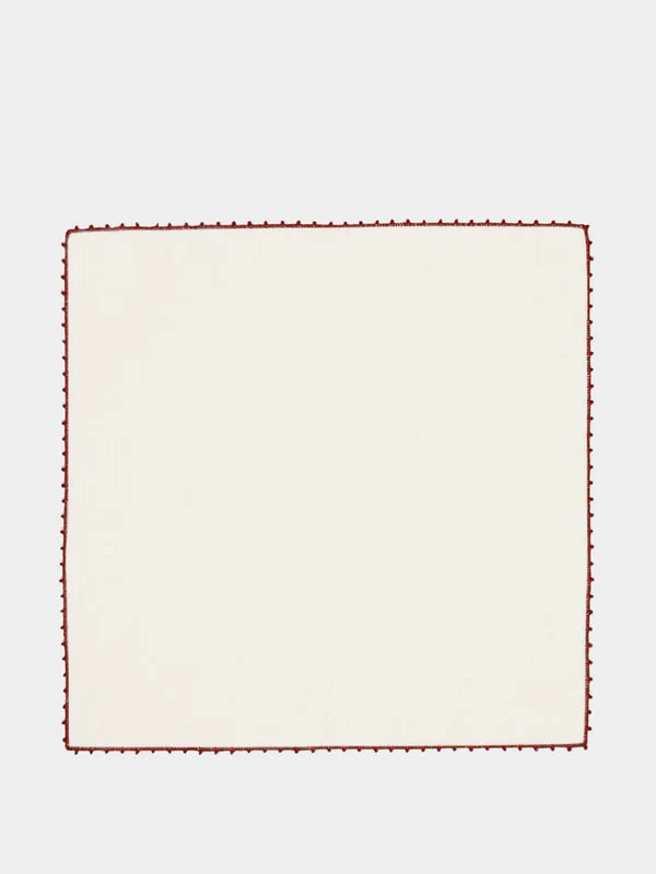 TERESA WHITE LINEN NAPKINS WITH HAND EMBROIDERY, SET OF 4
