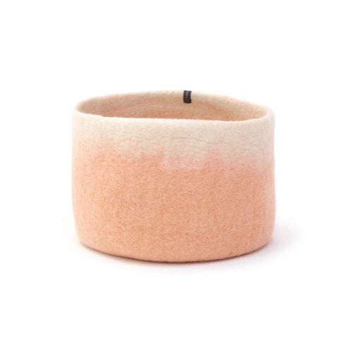 Two-Tone Felted Wool Round Storage Container M 13"dia. x 11"high