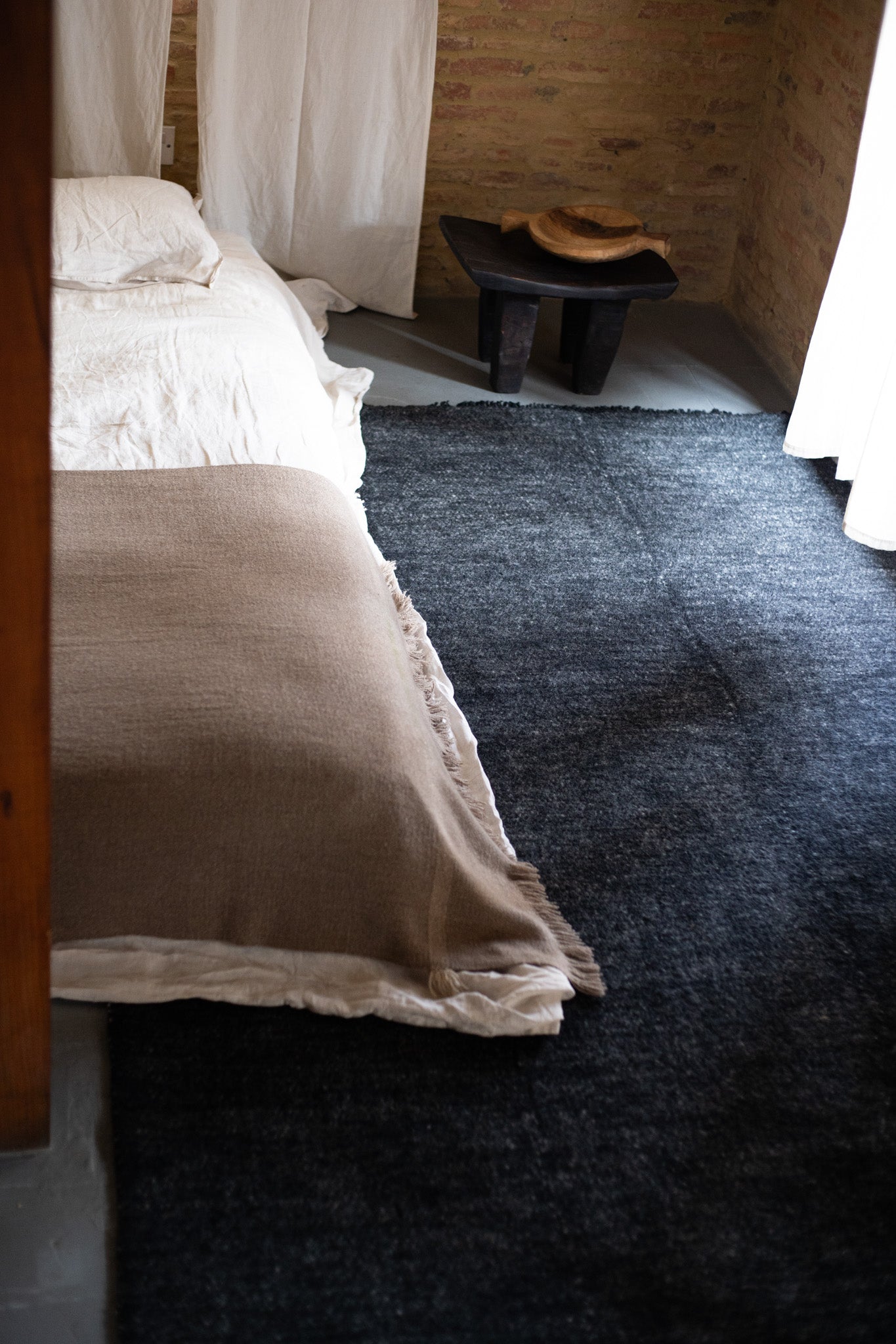 Kala Ratri Black& Beige Wool Runner 2'6" x 10'