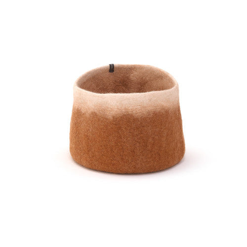 Two-Tone Felted Wool Round Storage Container S 10"dia. x 7"high