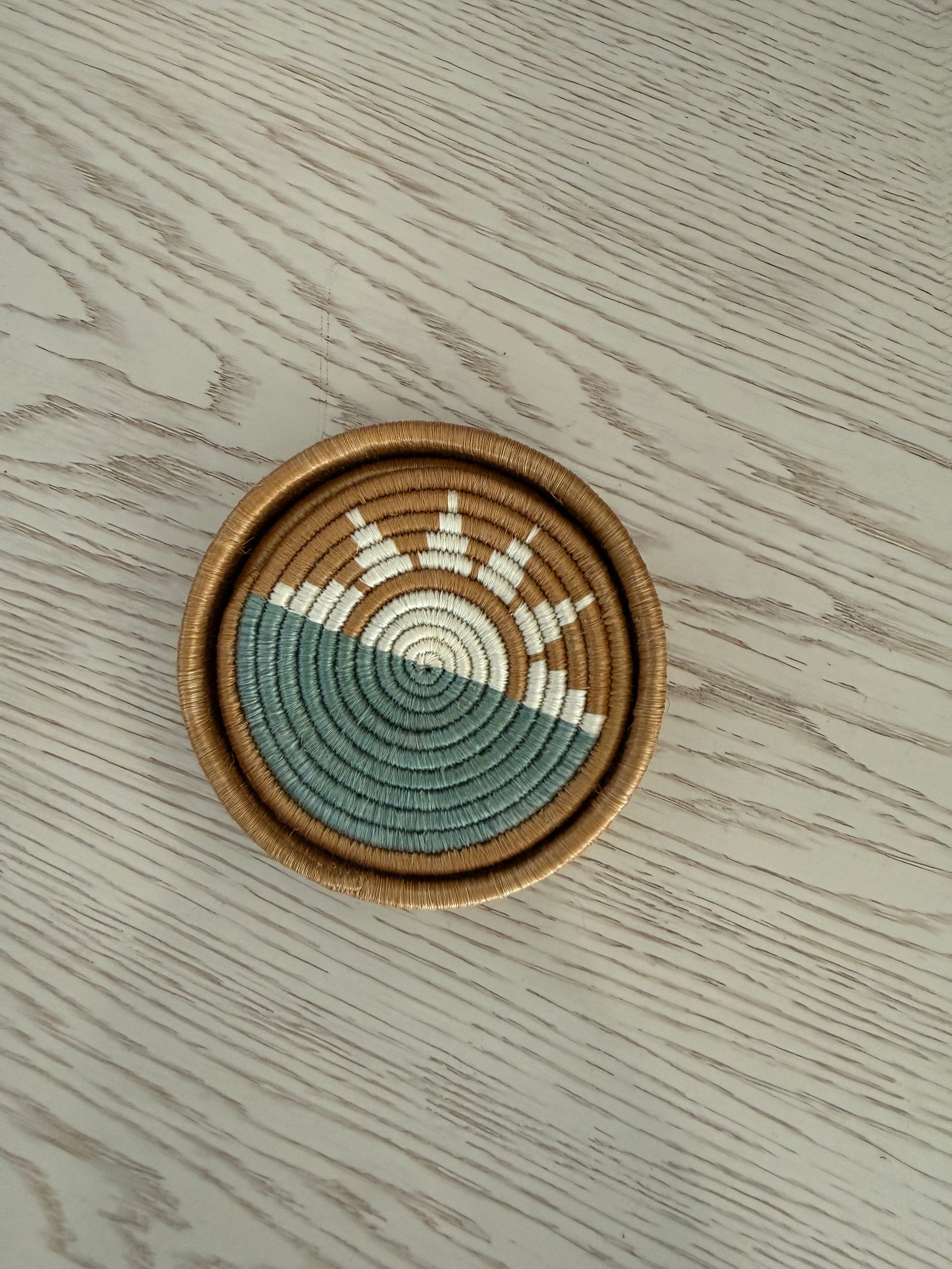 Set of 4 Sisal Coasters in a Sisal Basket