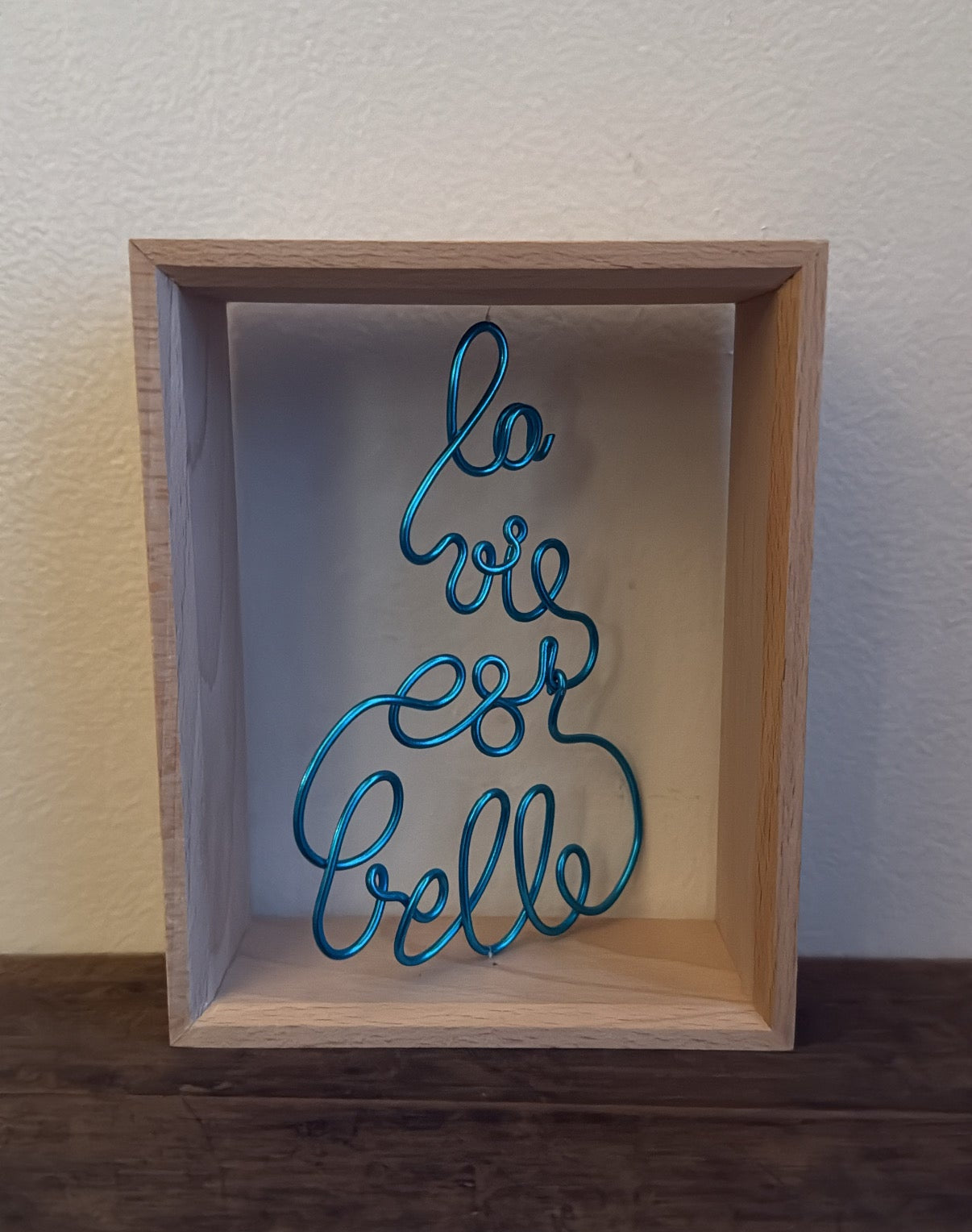Beechwood Frame with Floating Word Sculpture "La Vie est Belle"