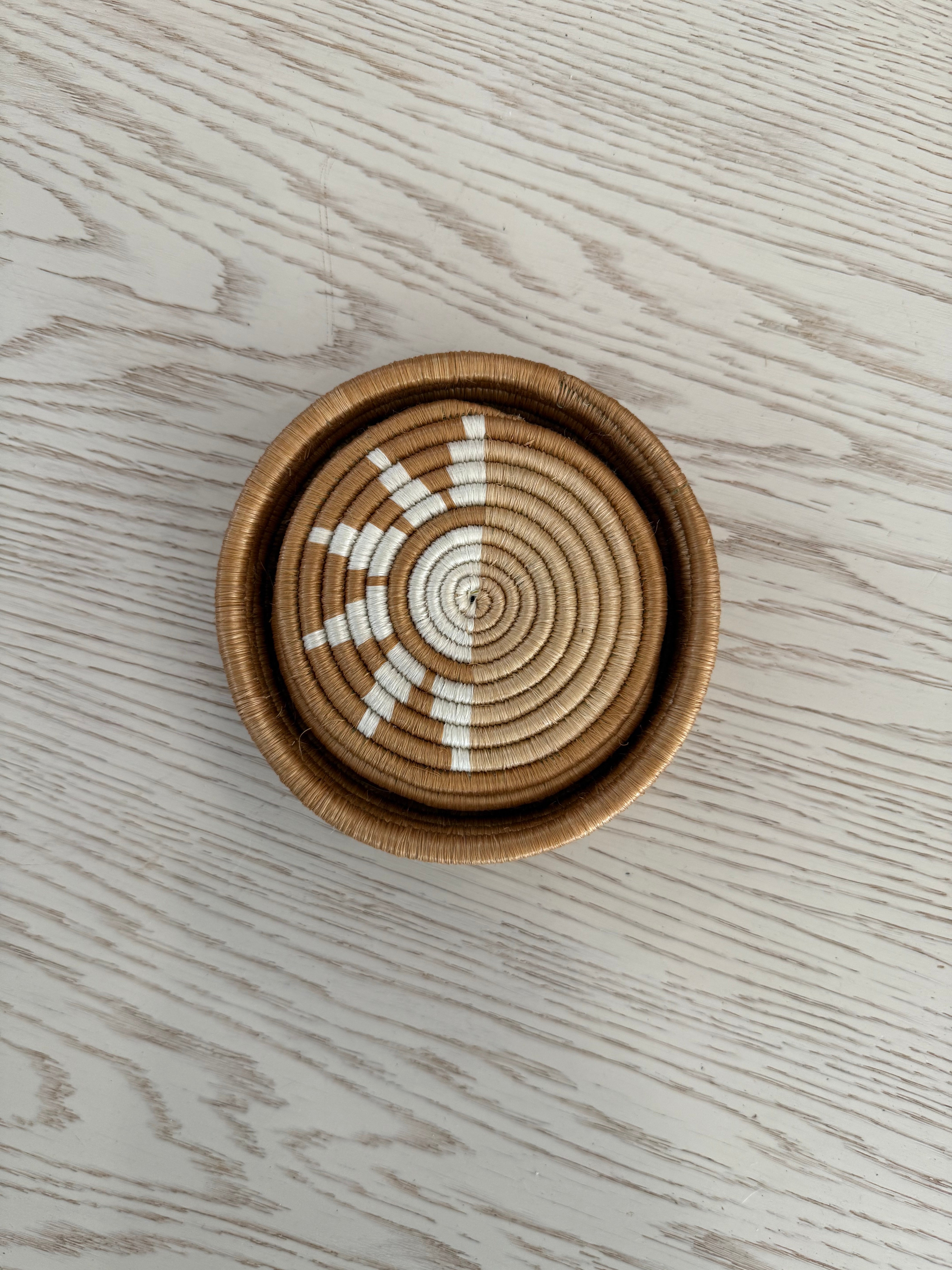 Set of 4 Sisal Coasters in a Sisal Basket