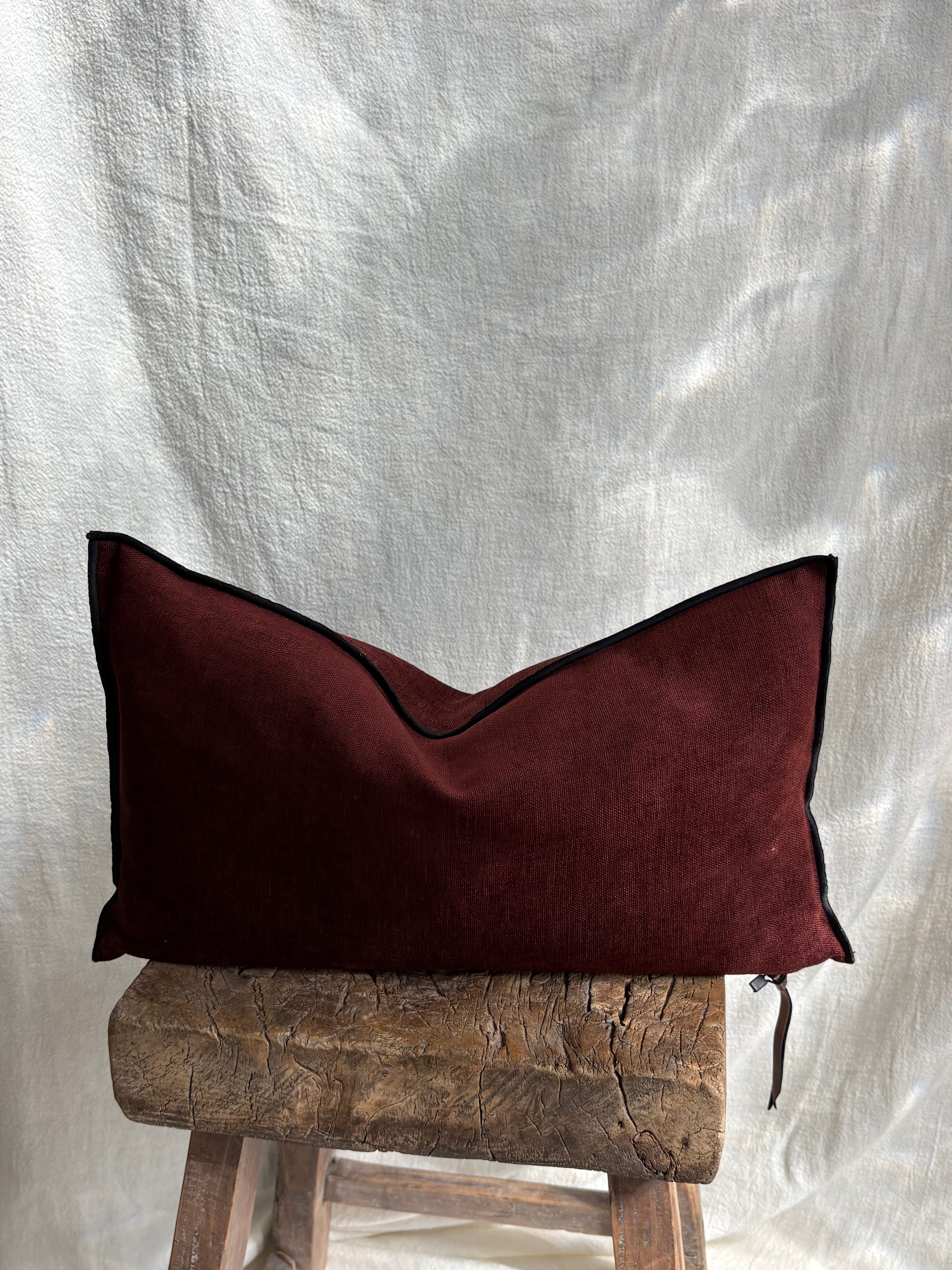 Maison de Vacances Cushion Vice Versa Black Line Soft Washed Chenille 12" x 20"