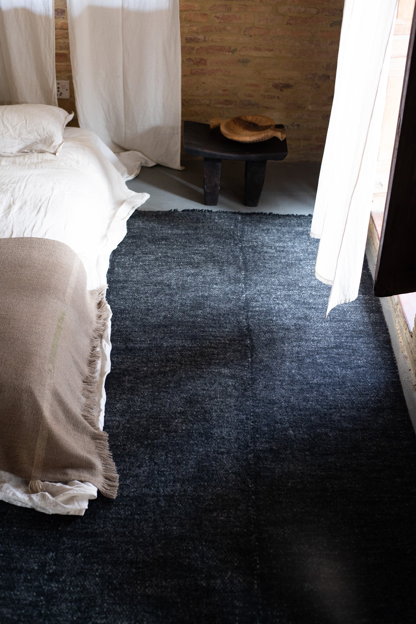 Kala Ratri Black& Beige Wool Runner 2'6" x 10'