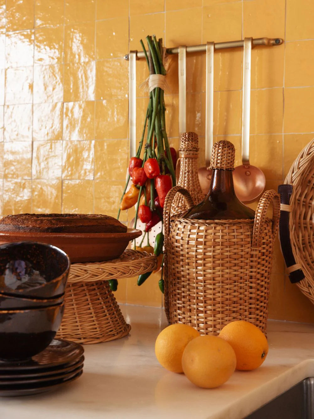 CAMACHA BROWN & NATURAL WICKER GLASS JUG