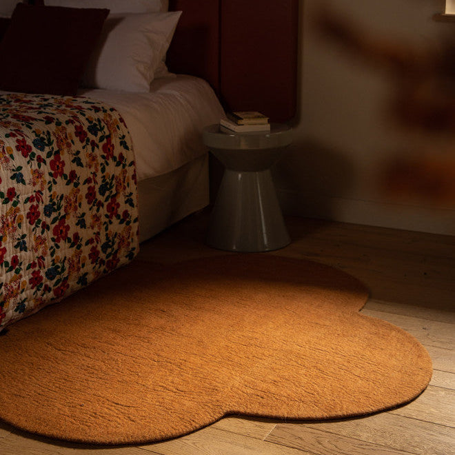 Felted Wool Lucky Rug, Caramel 55" x 55"