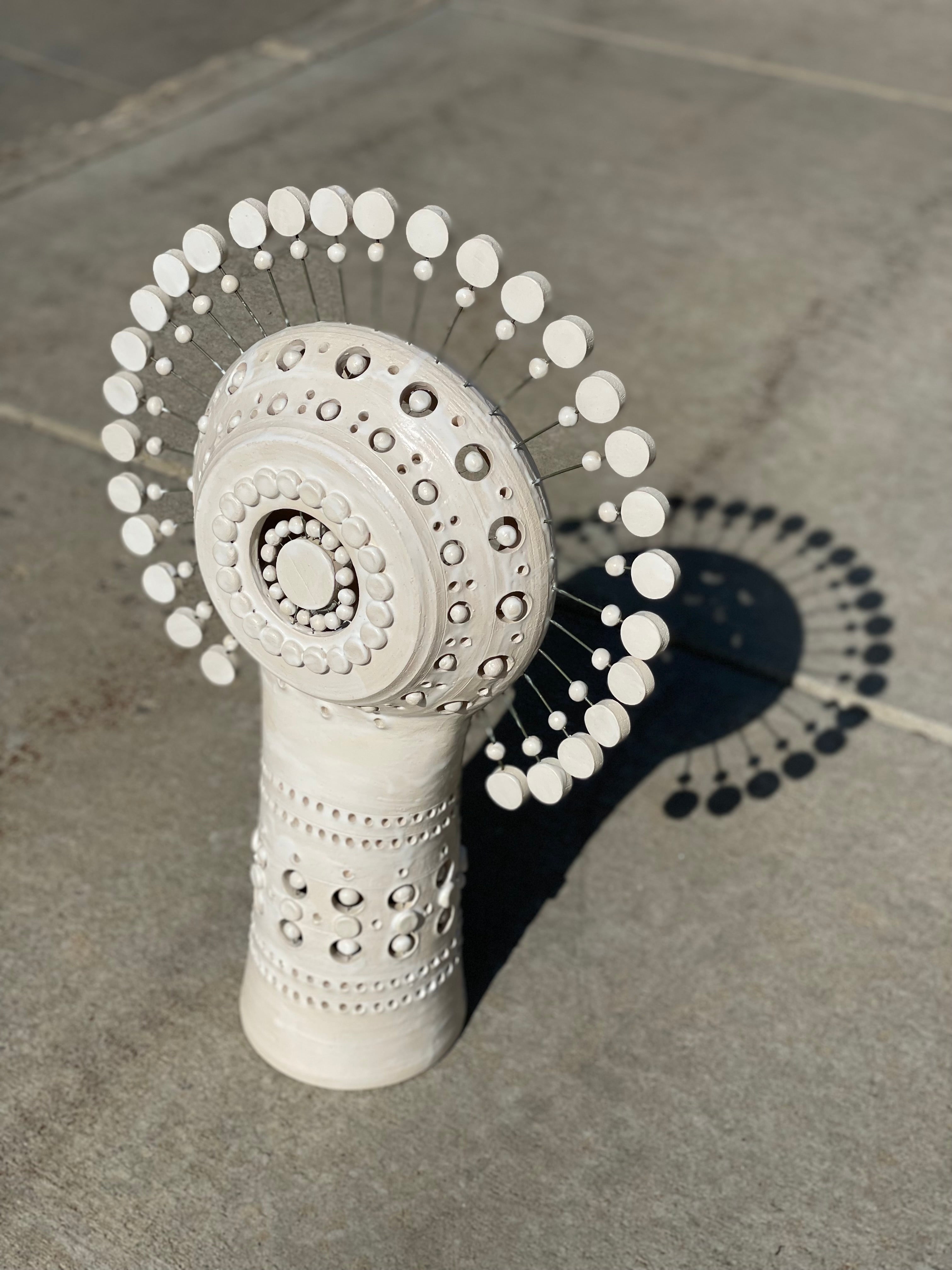 Signed Georges Pelletier White Glazed Sun Lamp