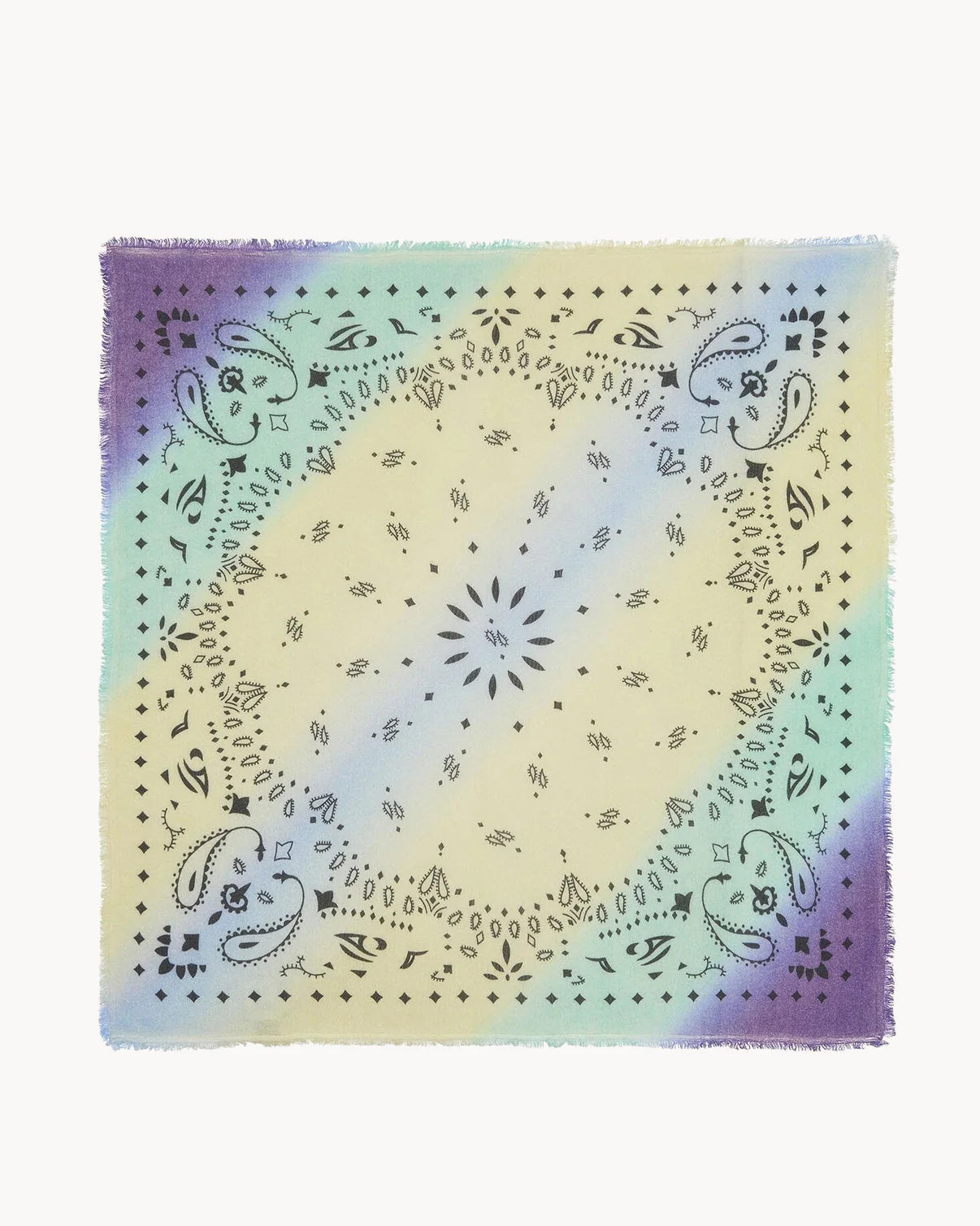 Kujten Bandana Rainbow Scarf 100% Cashmere 42" x 42"