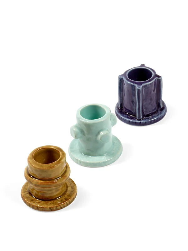 Candle Holder Glazed Molly 01, Set of 3