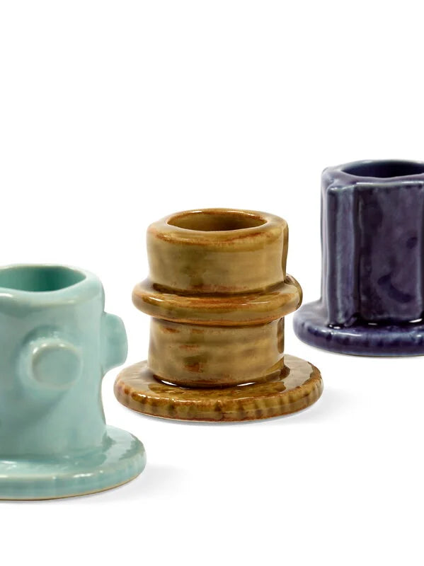 Candle Holder Glazed Molly 01, Set of 3