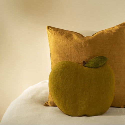 Apple Cushion, Felted Wool 13" x 12"