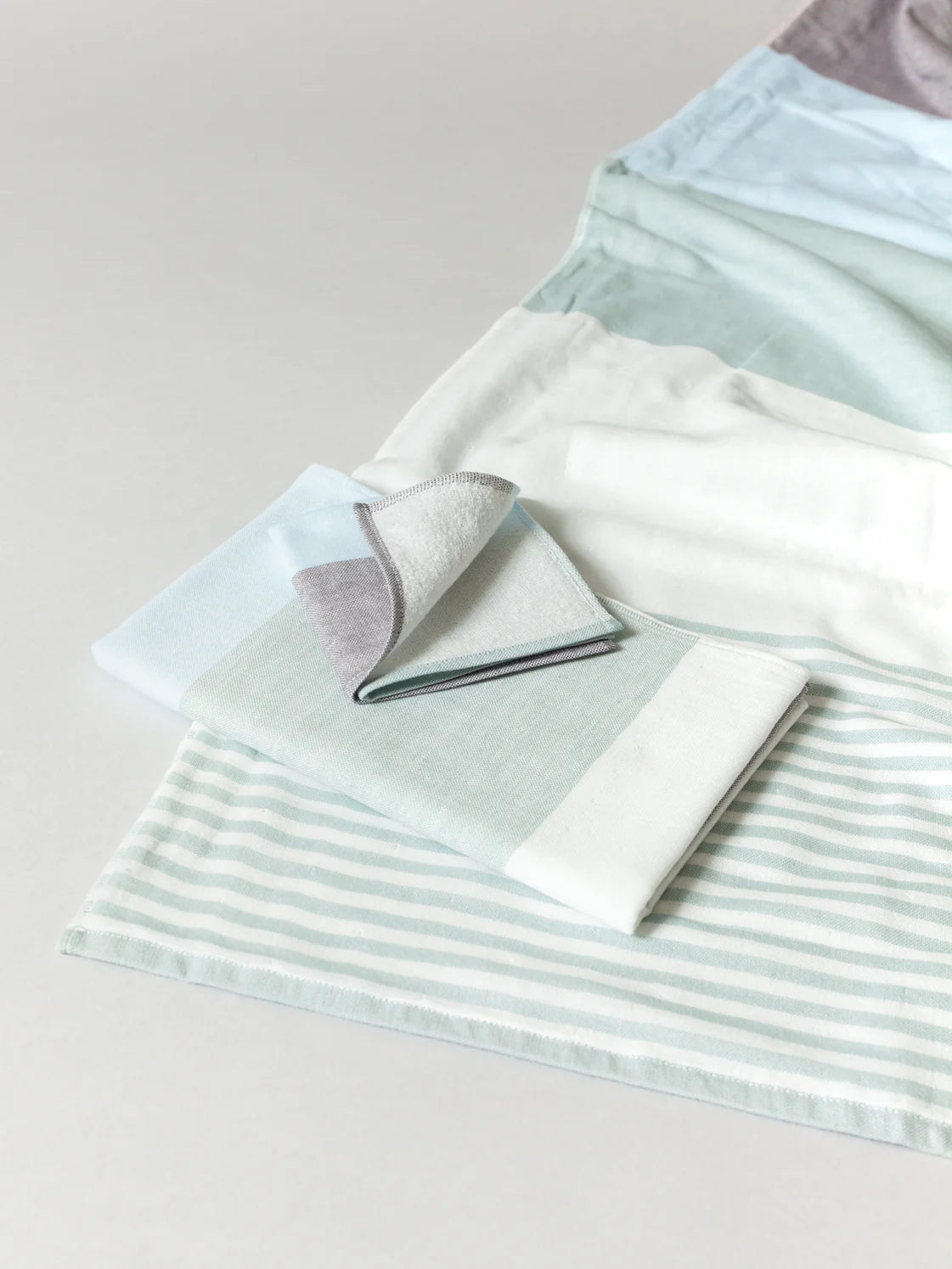 Large Grey Tri-Color Chambray Bath Towel