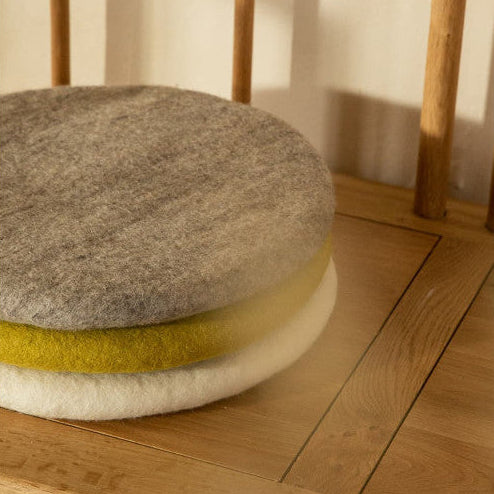 Chakati Round Felted Wool Cushion 16"diameter x 1.5"Thick