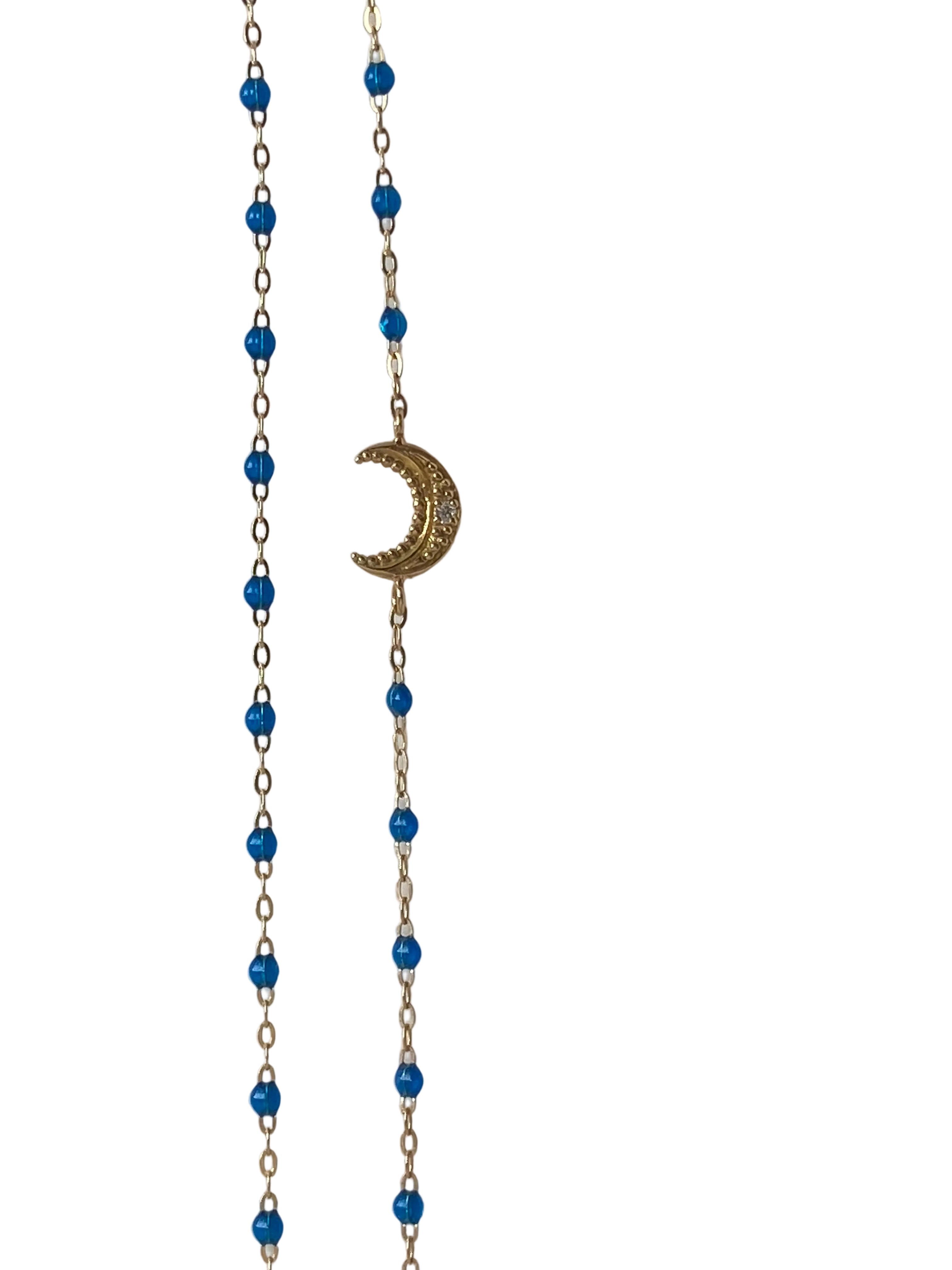 Gigi Clozeau Classic Gigi Necklace with Offset Diamond Moon 18kt and Resin 16.5"