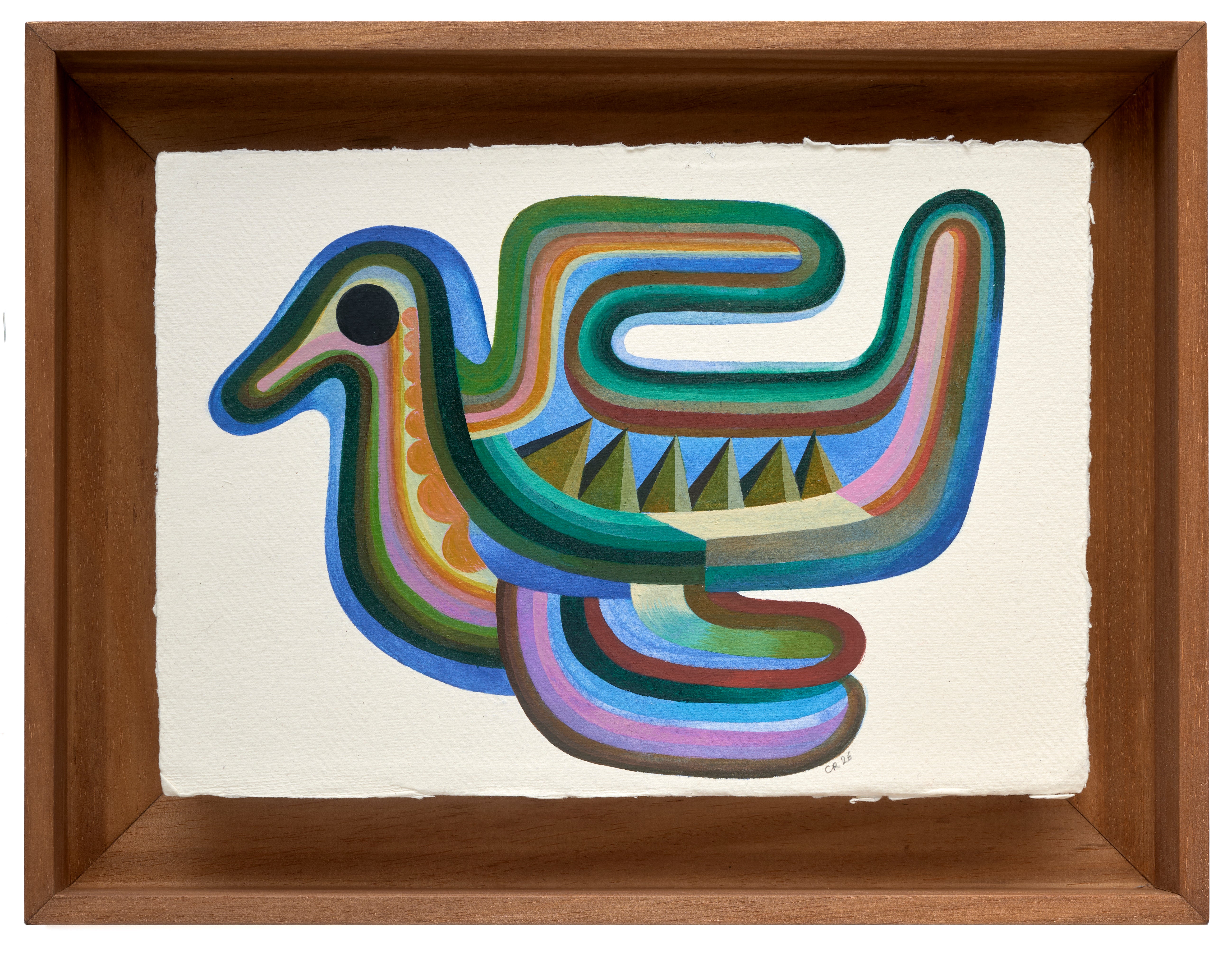 Caroline Rennequin Framed Bird Painting 17.7"x 13.8"