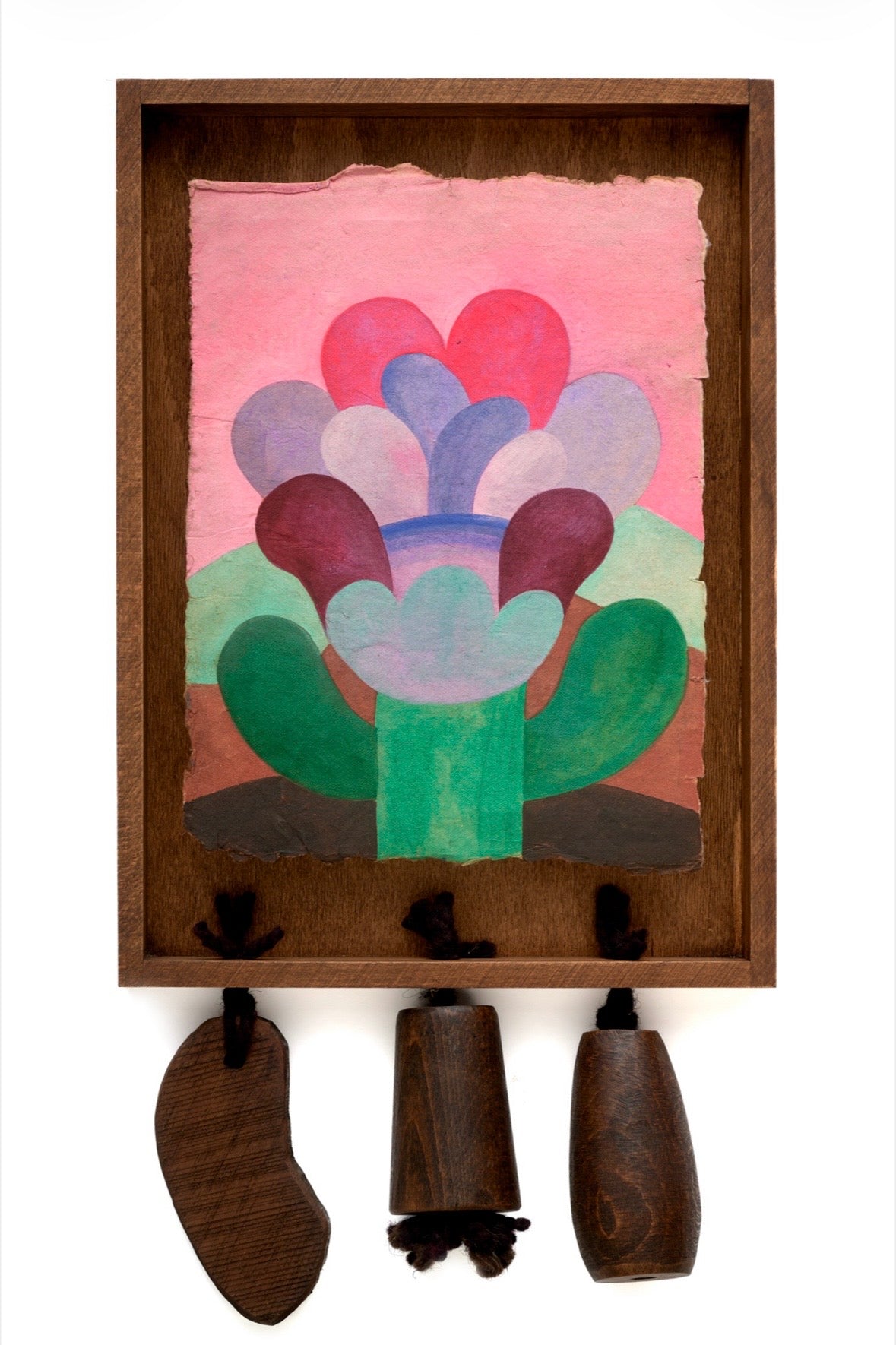 Caroline Rennequin Framed Painting with Wood Beads 13" × 9.4"