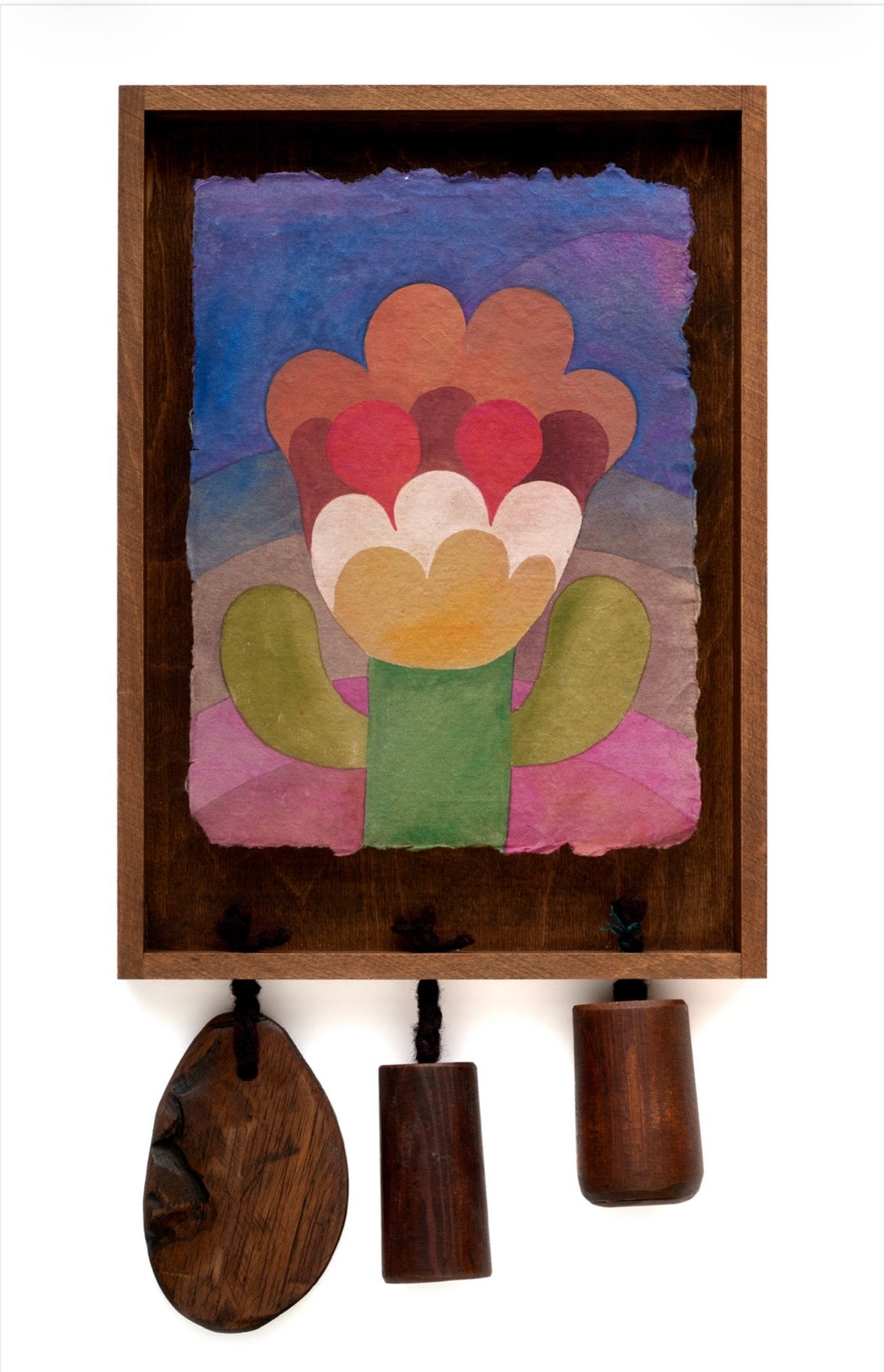 Caroline Rennequin Framed Painting with Wood Beads 13" × 9.4"