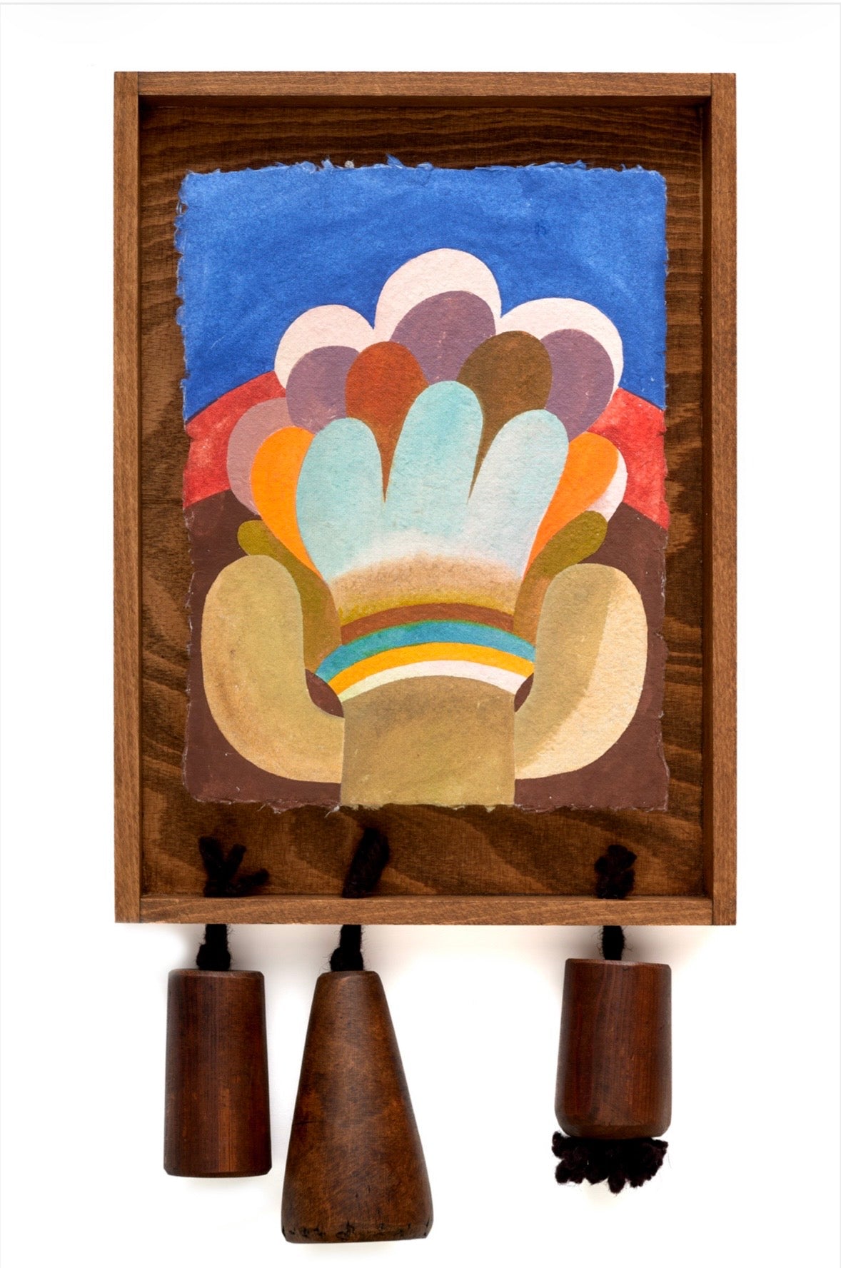 Caroline Rennequin Framed Painting with Wood Beads 13" × 9.4"