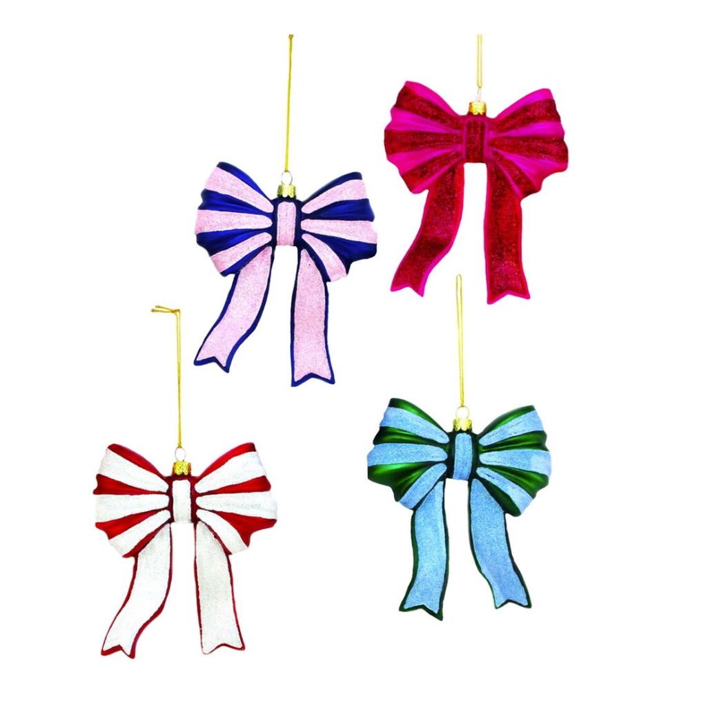 Glittered Bow Ornament, Small