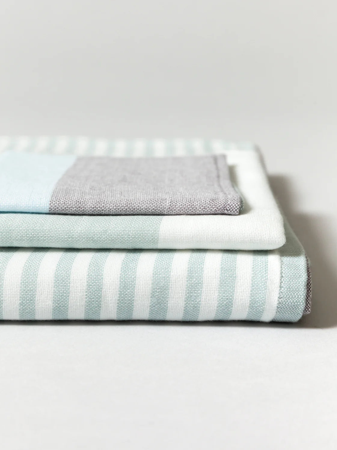 Large Grey Tri-Color Chambray Bath Towel