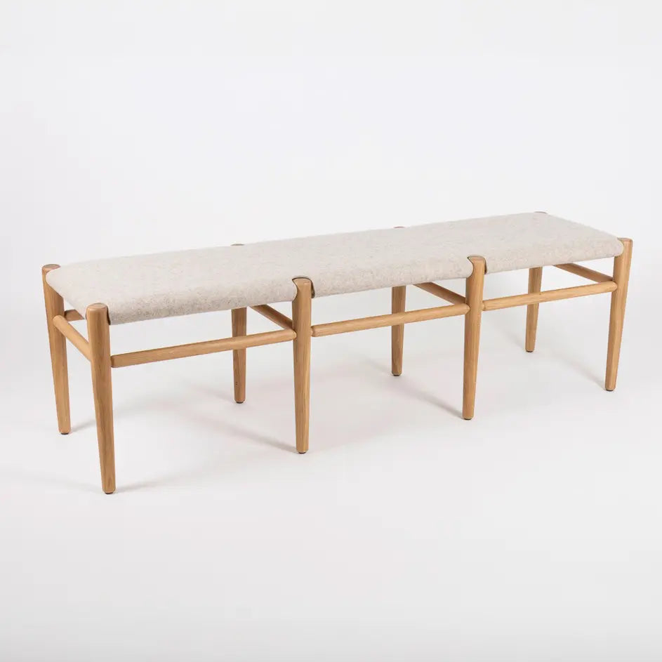 Oak Bedroom Bench Long with Felted Wool Cushion