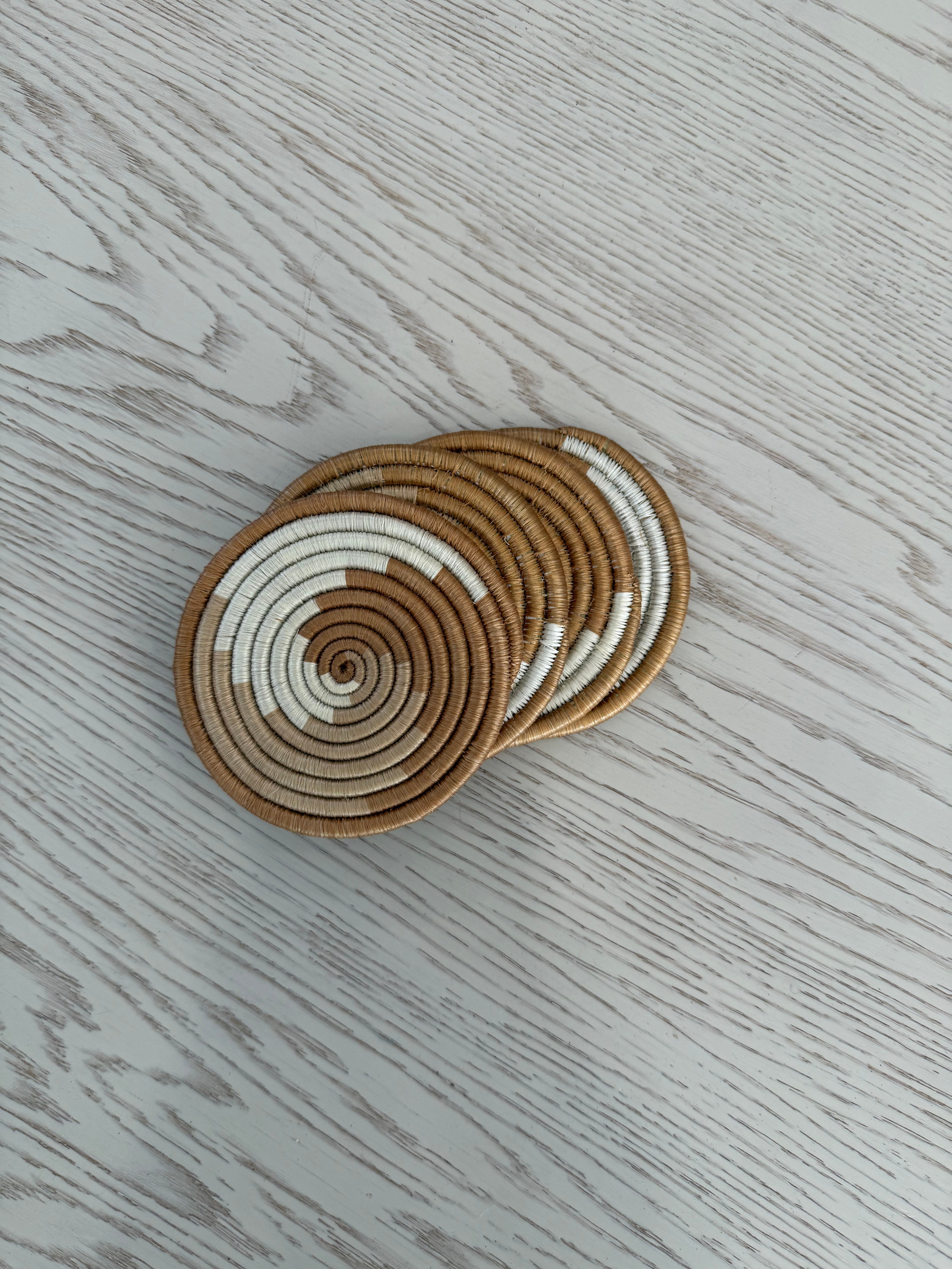 Set of 4 Sisal Coasters in a Sisal Basket
