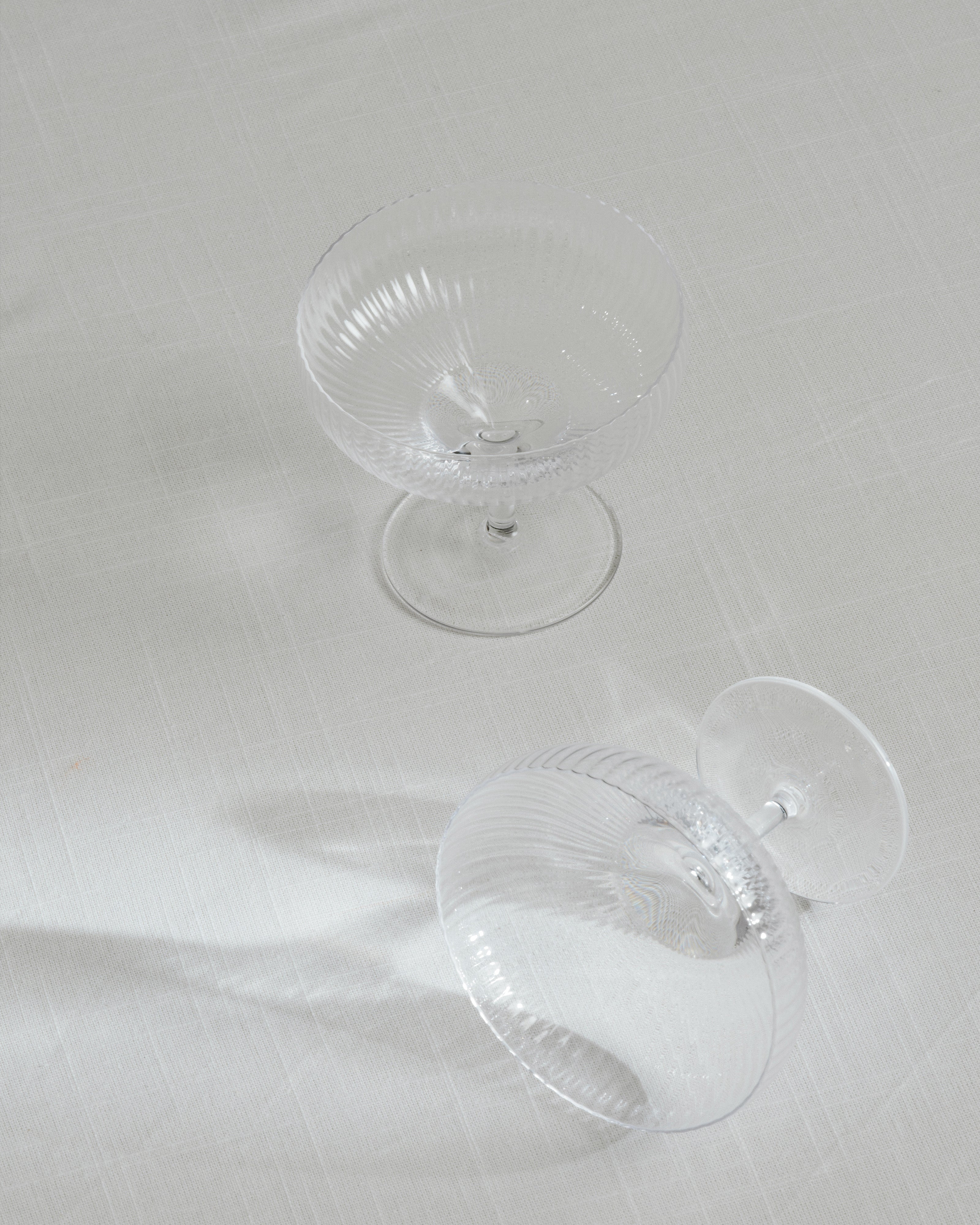 Champagne Coupe 15cl Transparent Ribbed Glass Inku