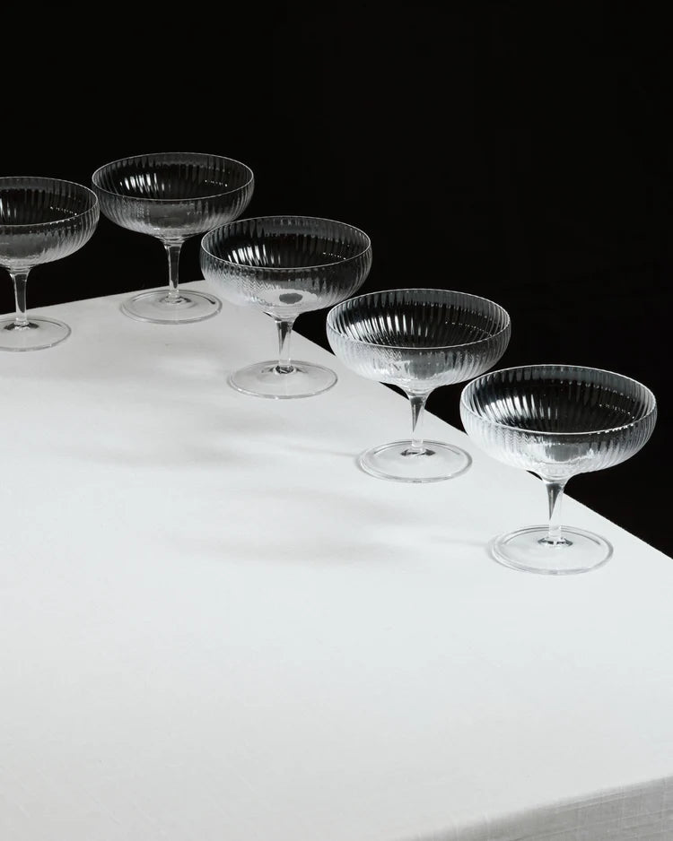 Champagne Coupe 15cl Transparent Ribbed Glass Inku