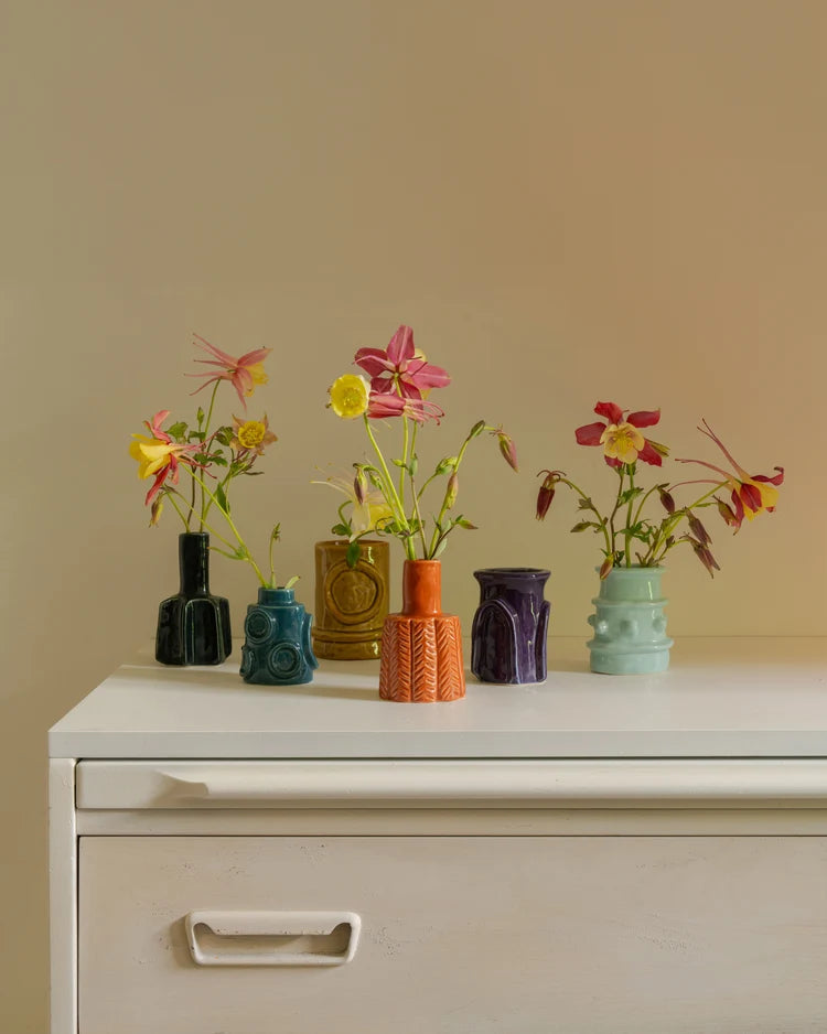 Molly Glazed Ceramic Small Vases, Set of 6