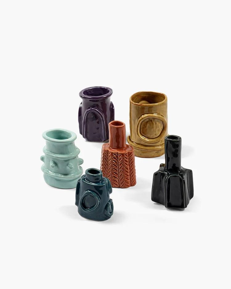 Molly Glazed Ceramic Small Vases, Set of 6