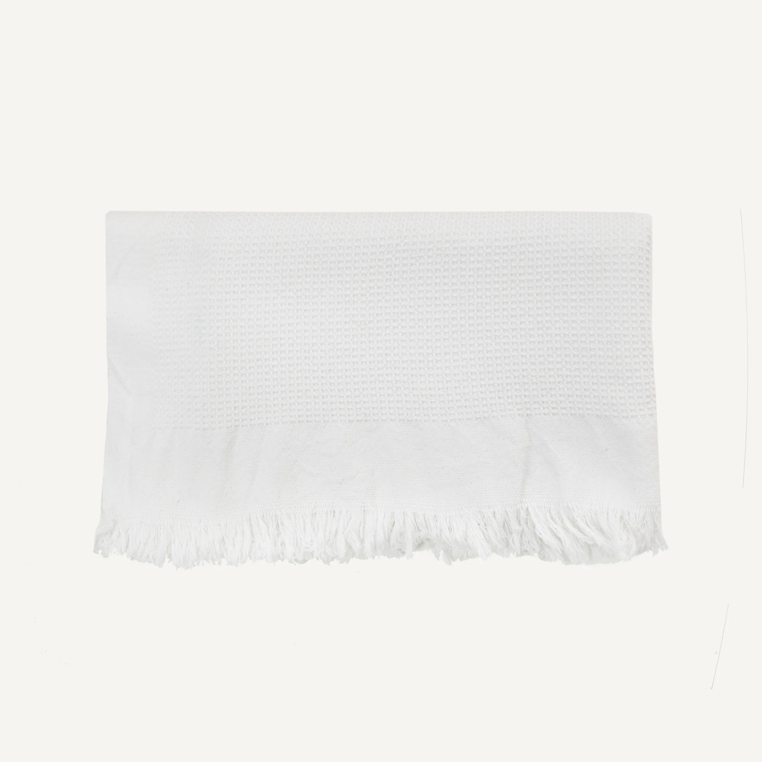 White Woven Cotton Small Bath Towel with Khadi Emblem