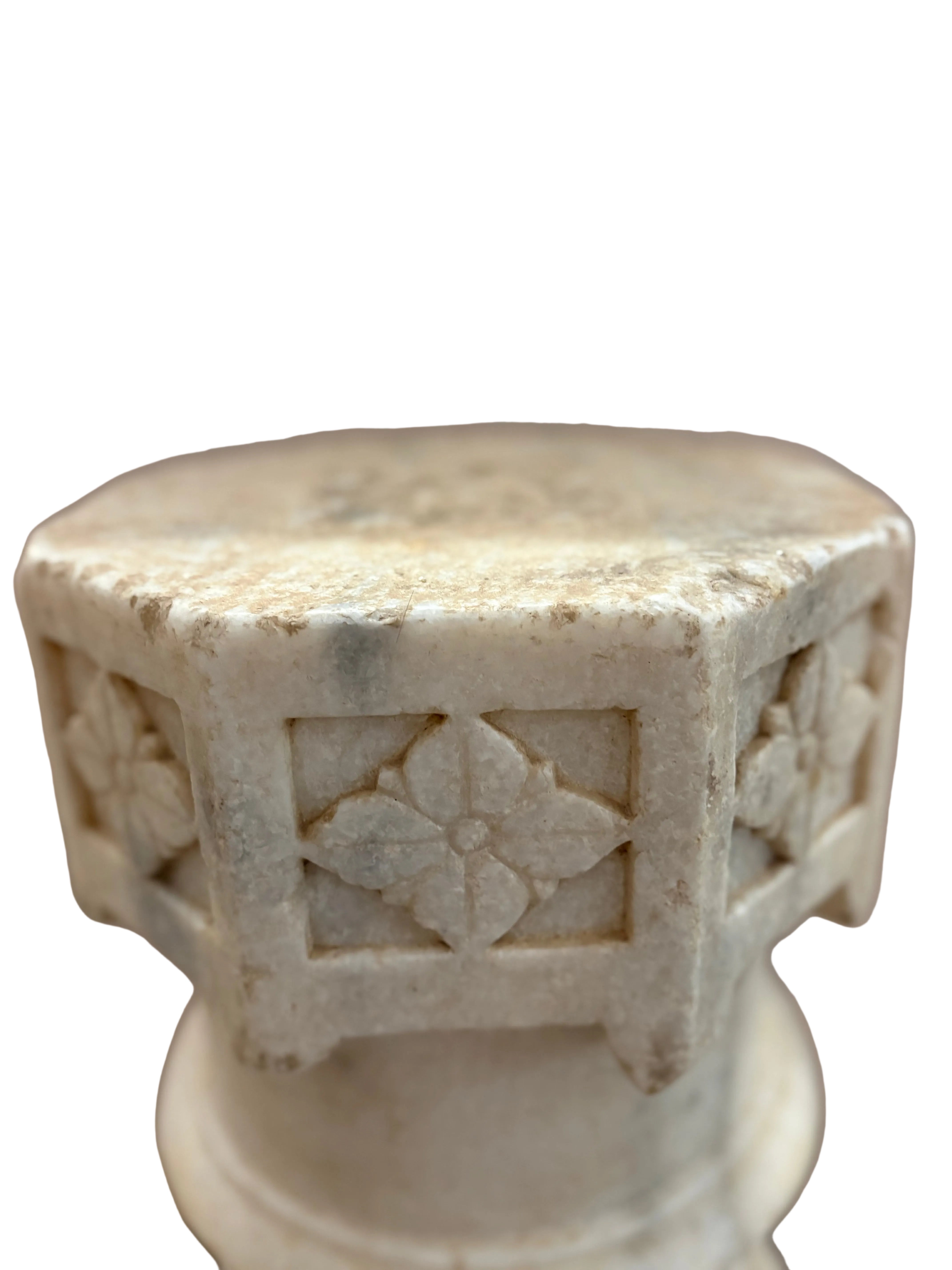 Antique Hand Carved Marble Column