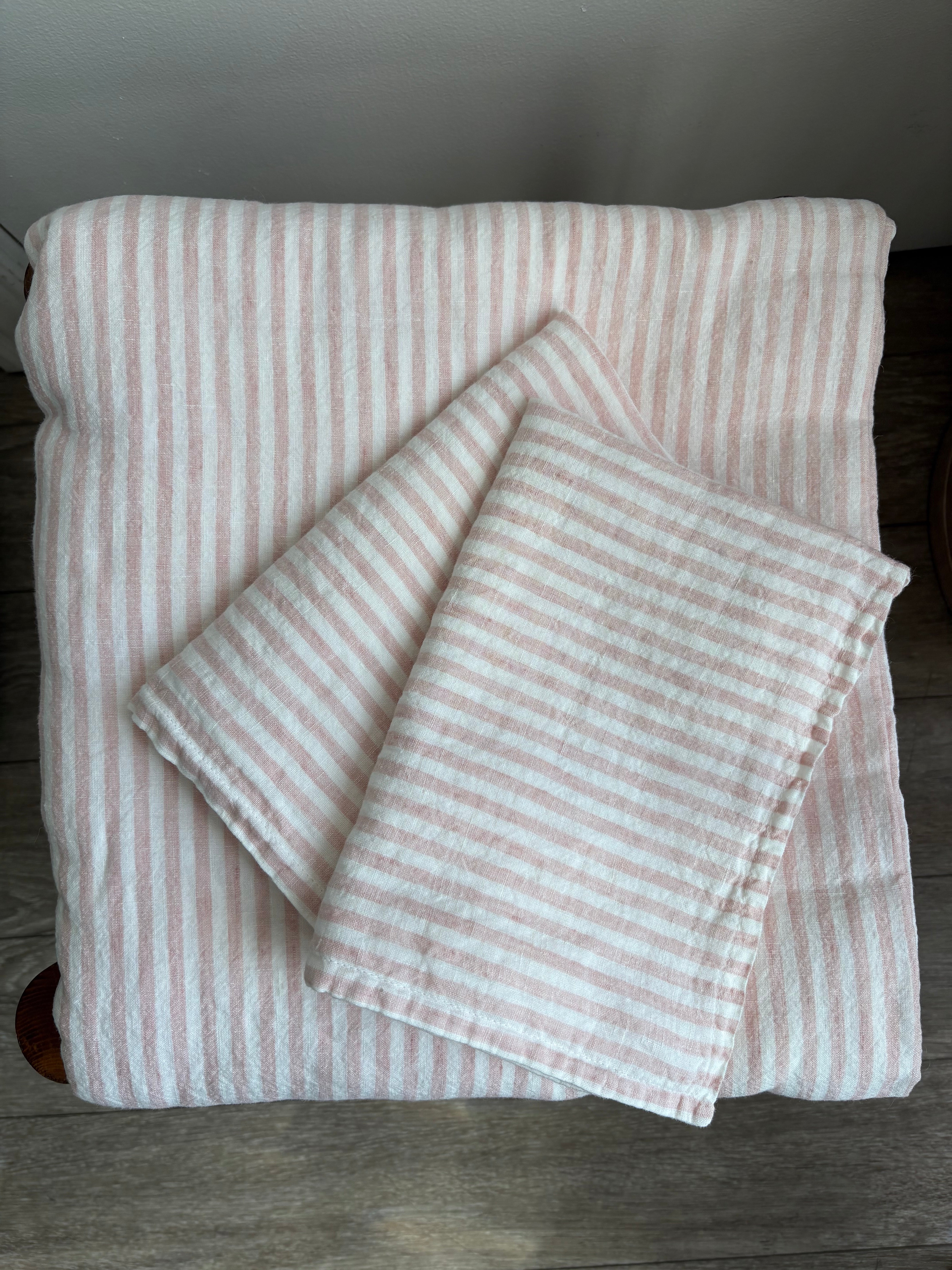 Linge Particulier 100% Linen Queen Duvet Cover - Stripes and Jeans Collection