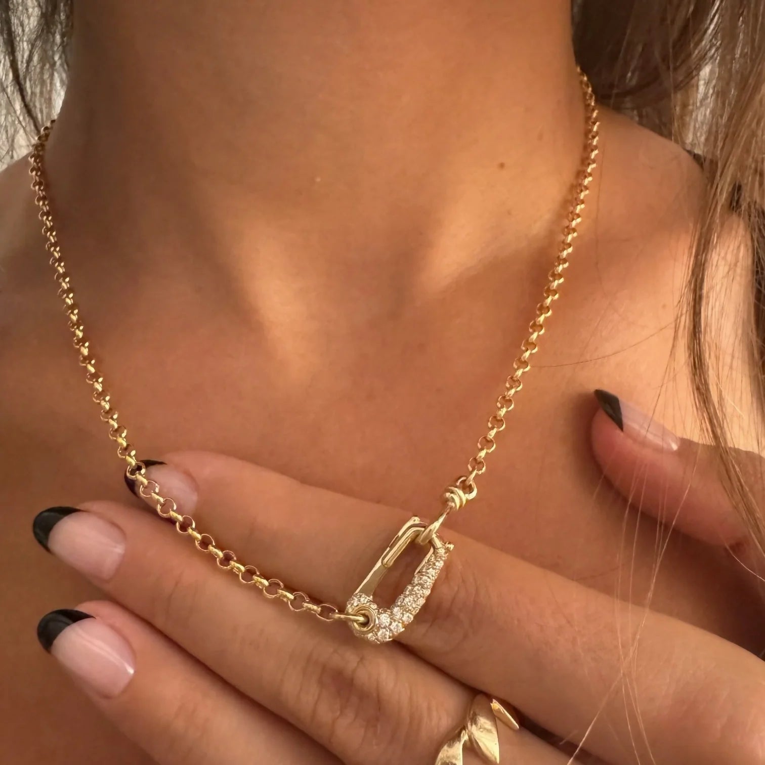 Vice Versa Lock It Diamond Rolo Necklace 18"