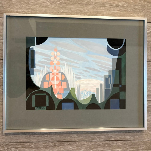 Framed Vintage Mid-Century Art by Jean Boquet
