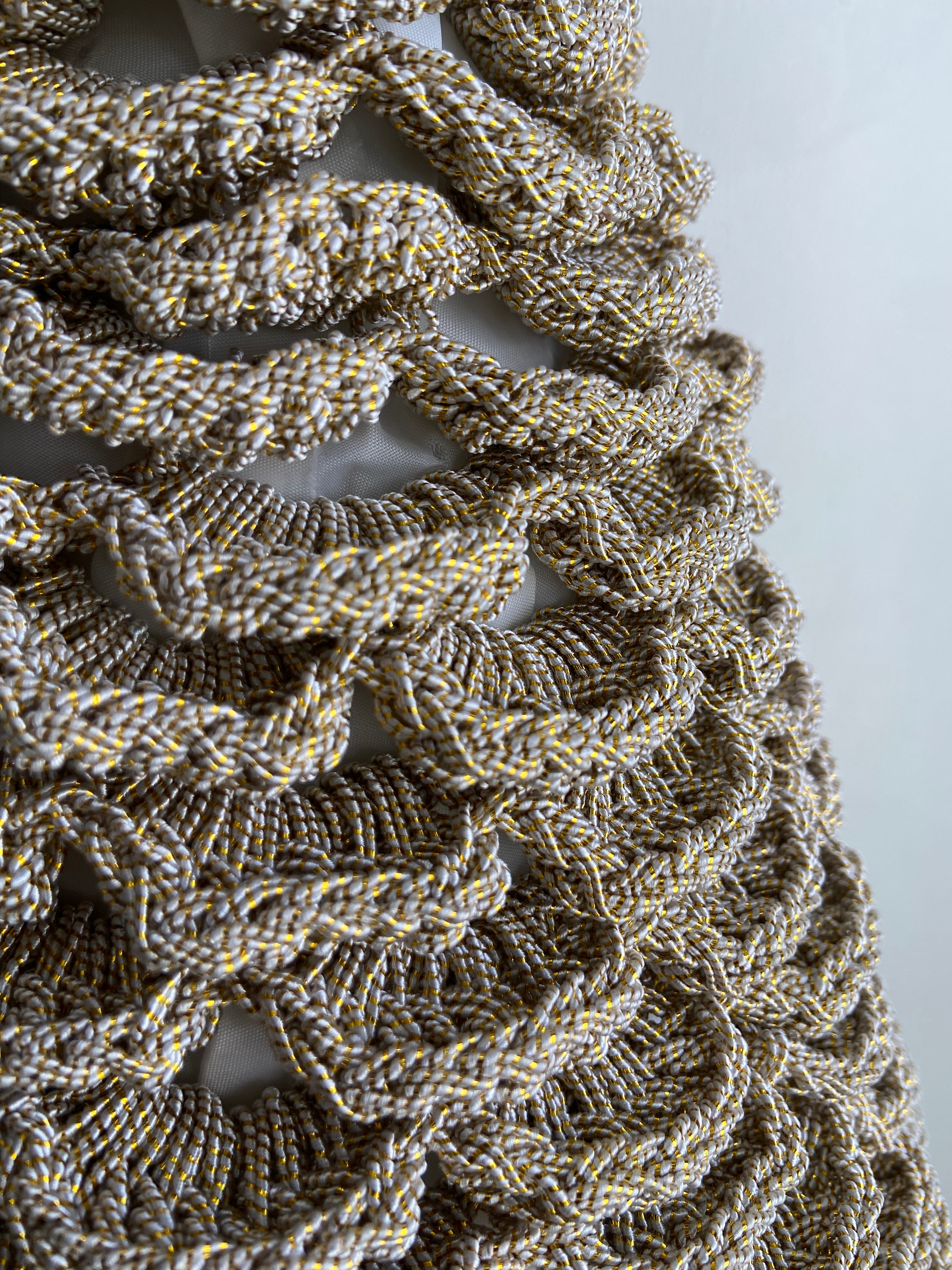 Hand Crocheted Christmas Tree Gold Lurex Cotton