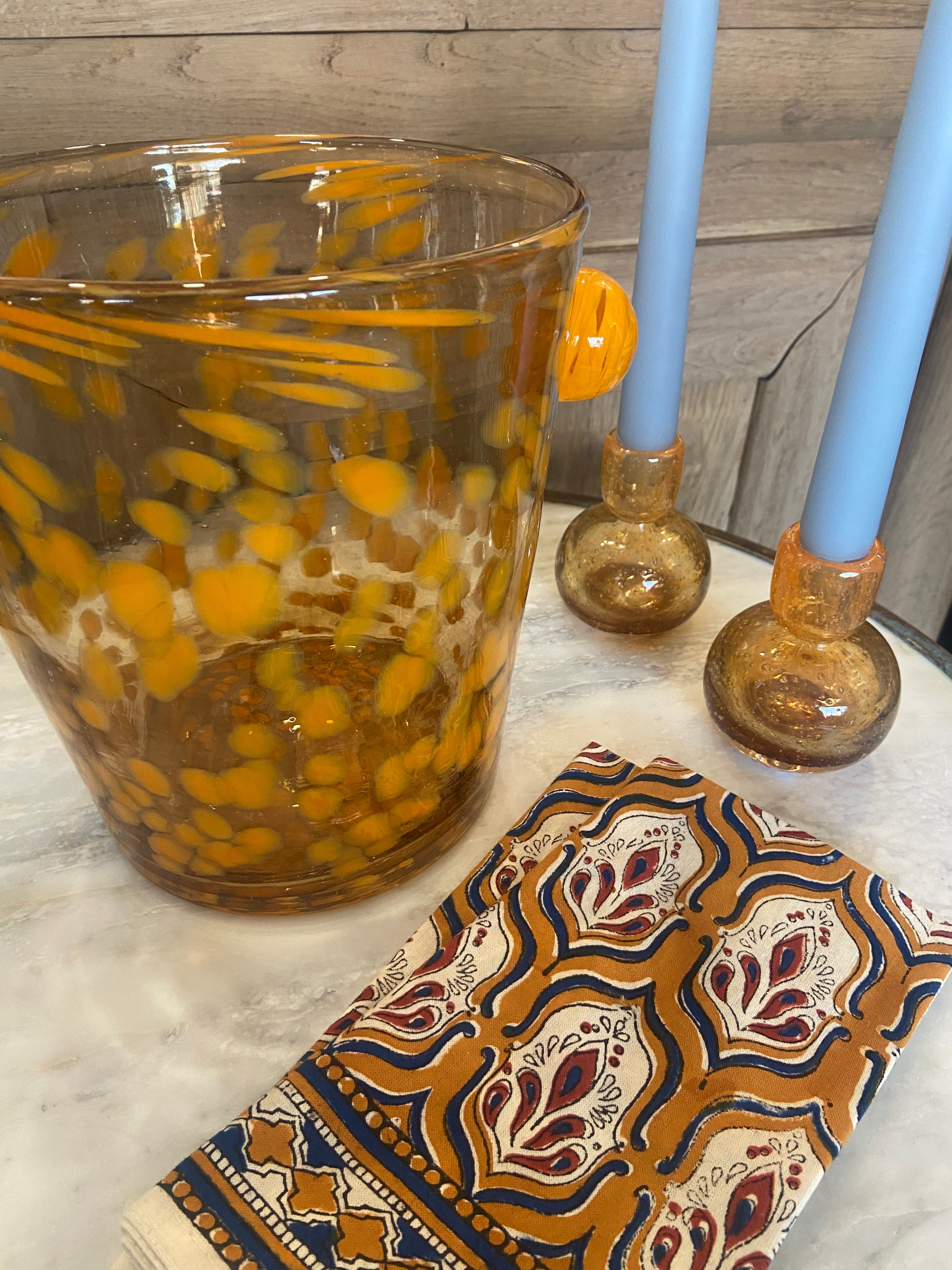 Peony Bubble Glass Vase, Amber + Orange