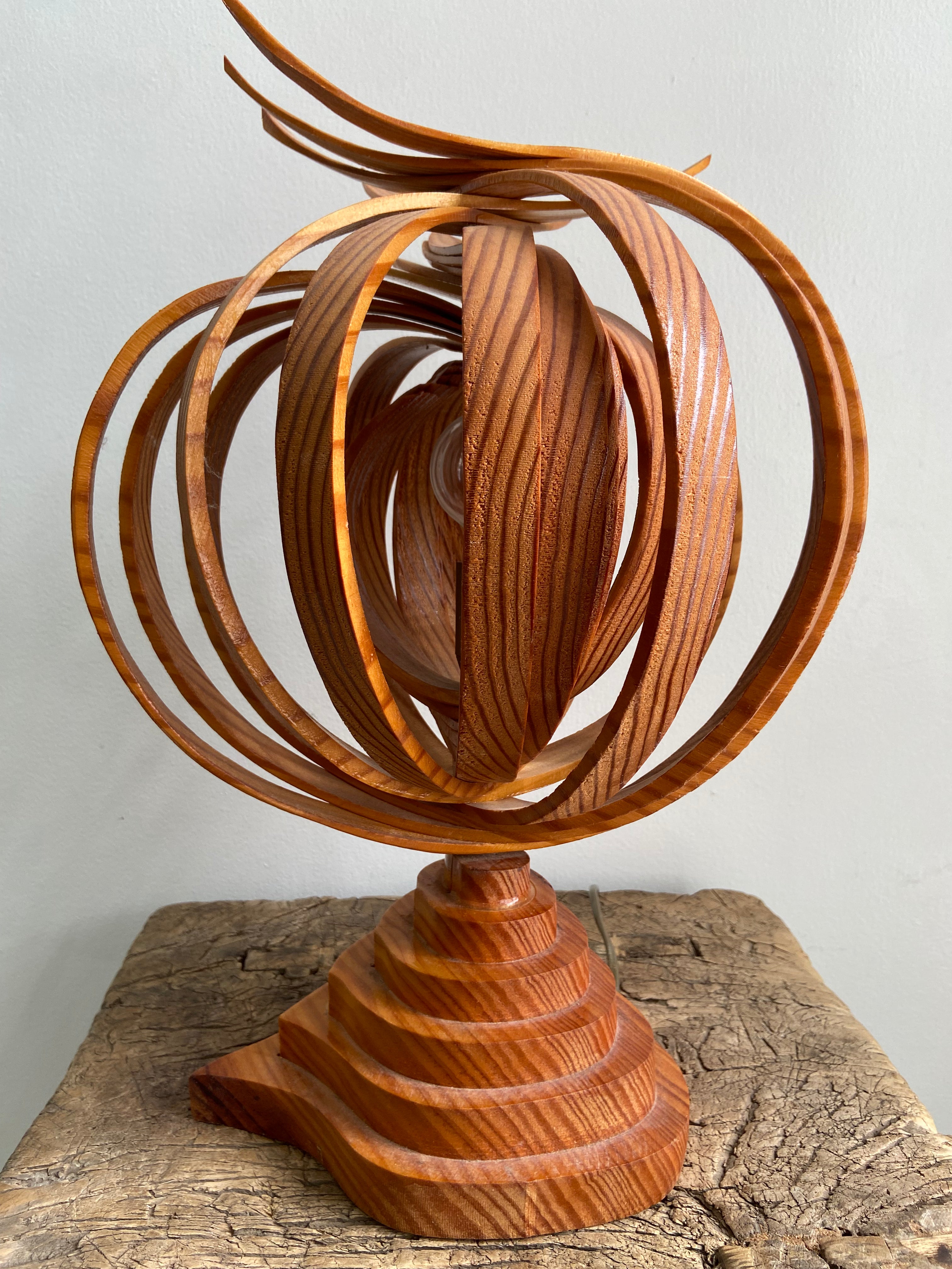 Vintage Pair of Pine Table Lamps