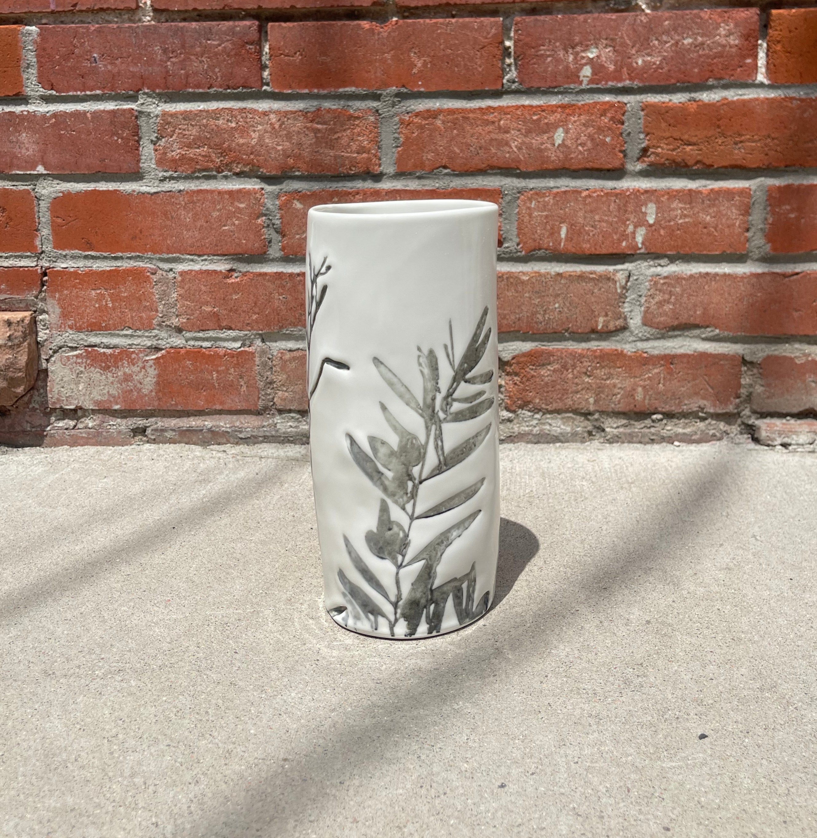 Porcelain Vase Leccino, Sage 4.33"d. x 10"h.