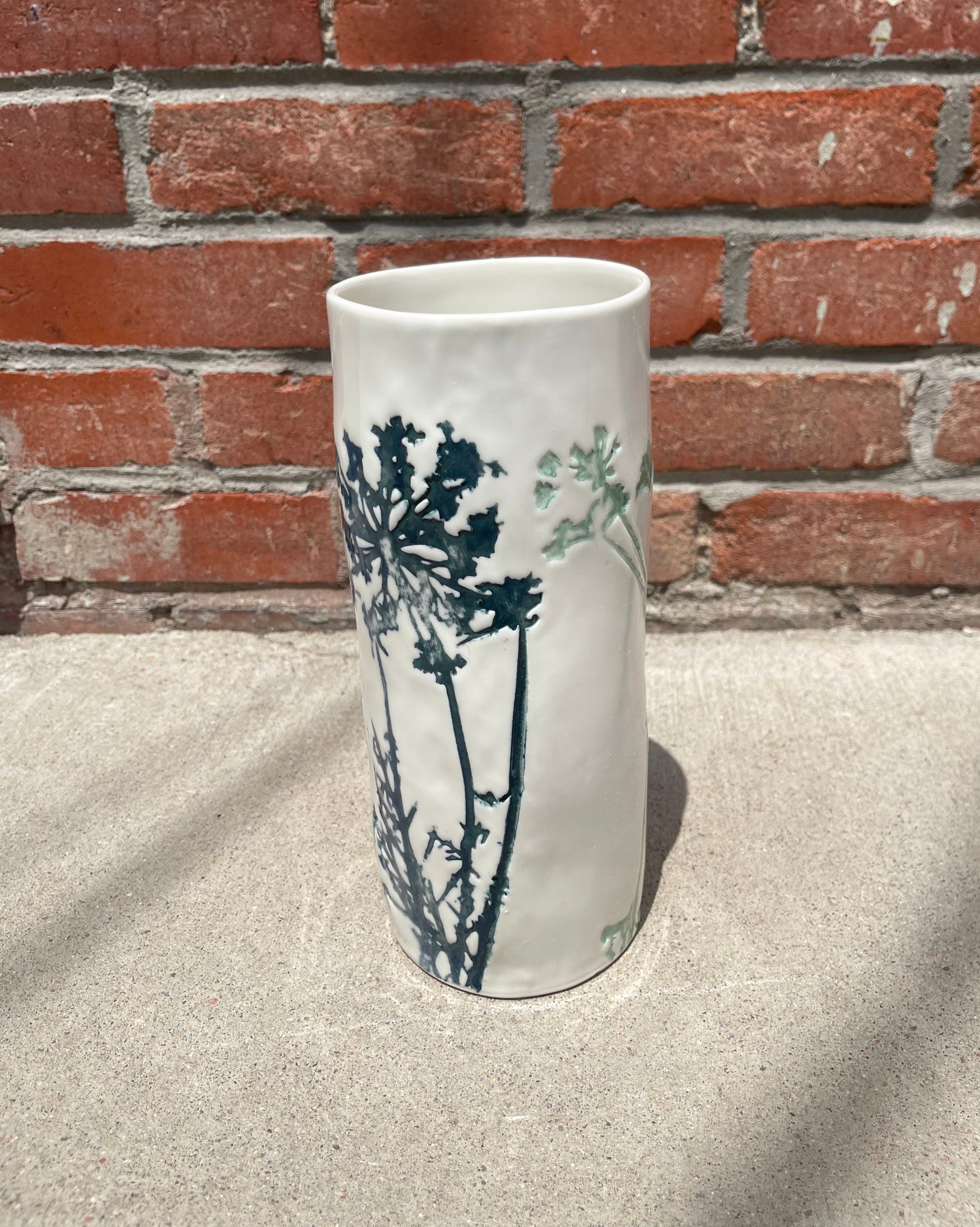Porcelain Vase Wild, Green 4.33d. x 10"h.