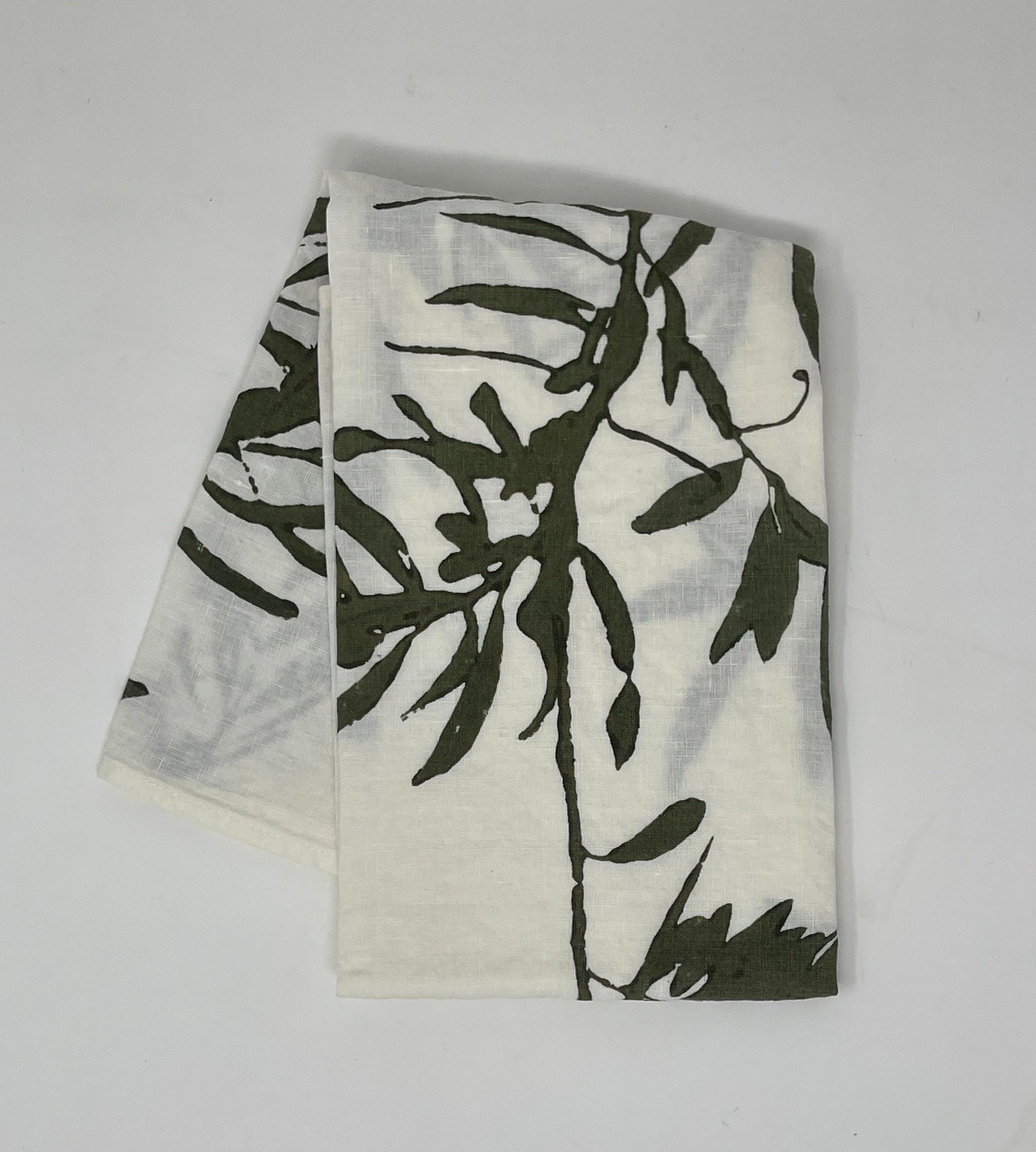 Tea Towel 100% Crumpled Natural White Linen 22" x 27.5"