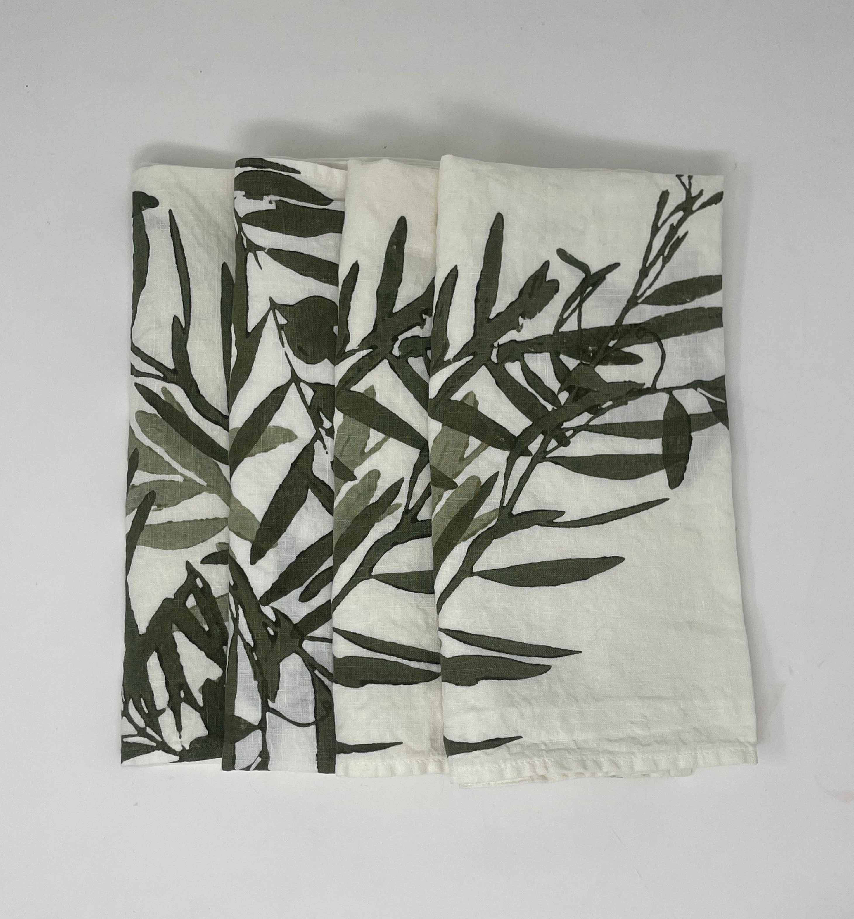 Napkins 100% Crumpled Natural White Linen, Set of 4