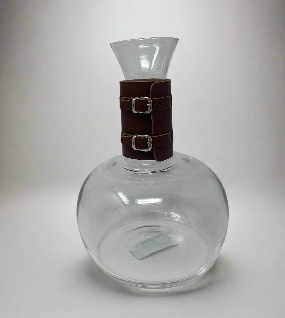 Echo Brown Leather Wrapped Pitcher, Low Large