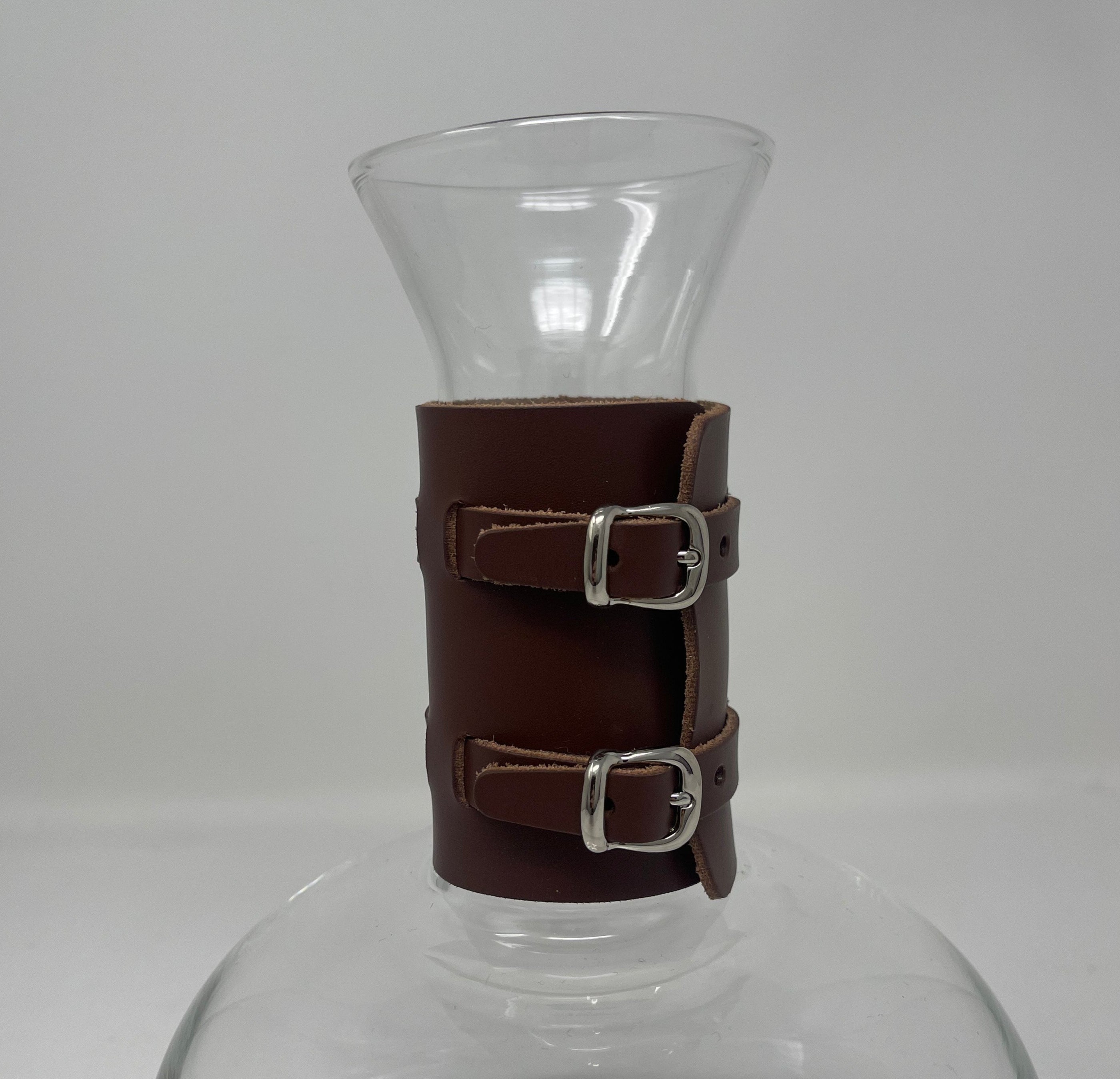 Echo Brown Leather Wrapped Pitcher, Low Large