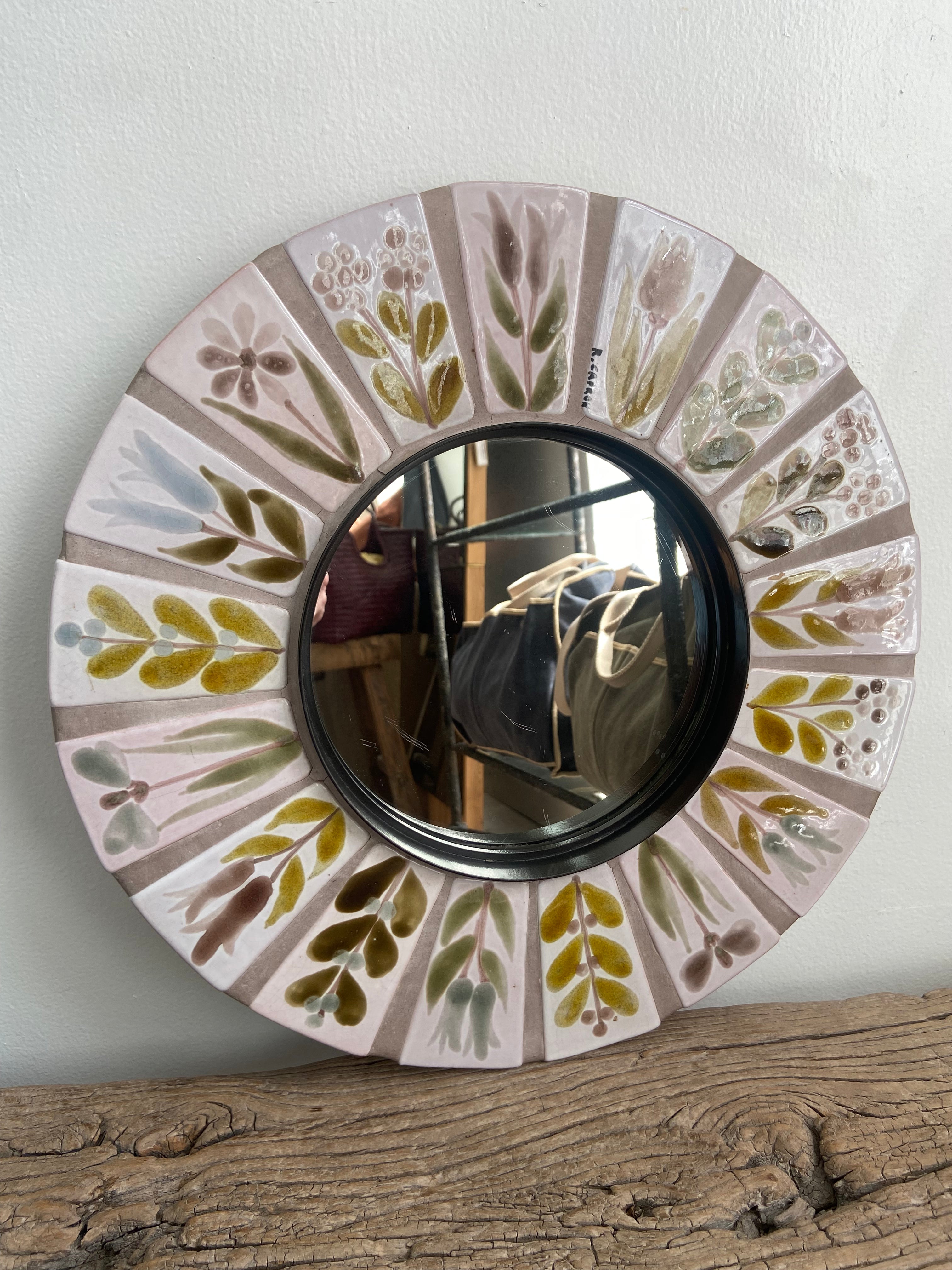Roger Capron Small Round Ceramic Mirror