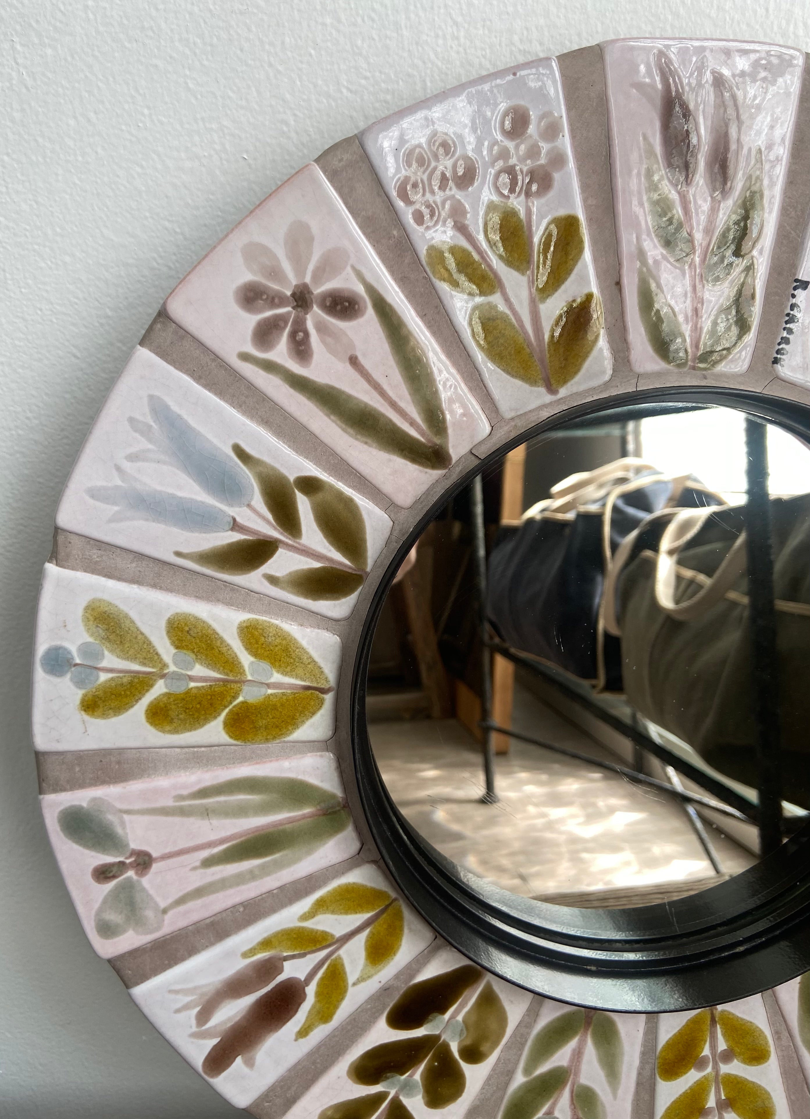 Roger Capron Small Round Ceramic Mirror
